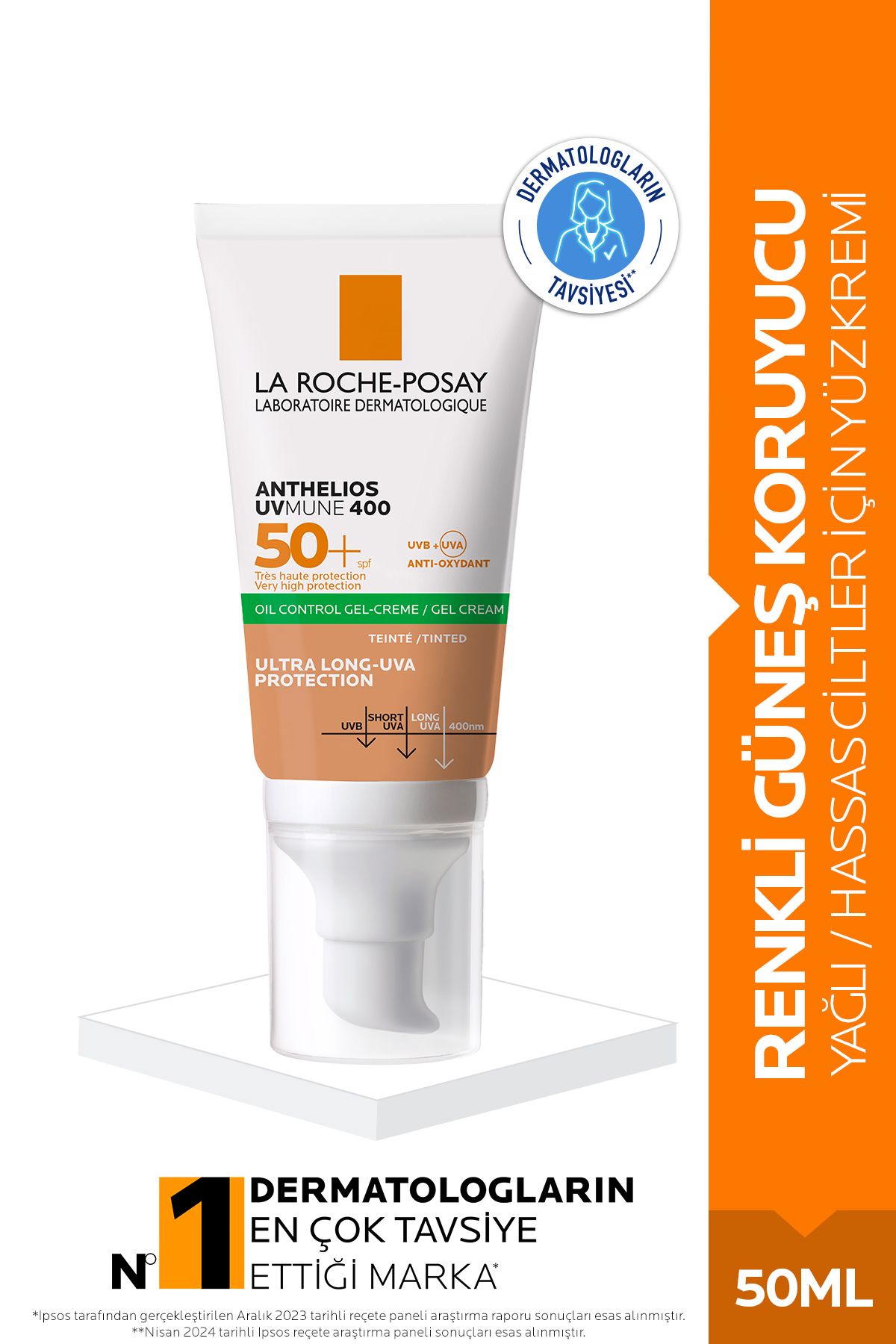 La Roche Posay Anthelios Oil Control Gel Cream Spf50+ Yağlı ve Karma Ciltler İçin Renkli Yüz Güneş Kremi 50ml