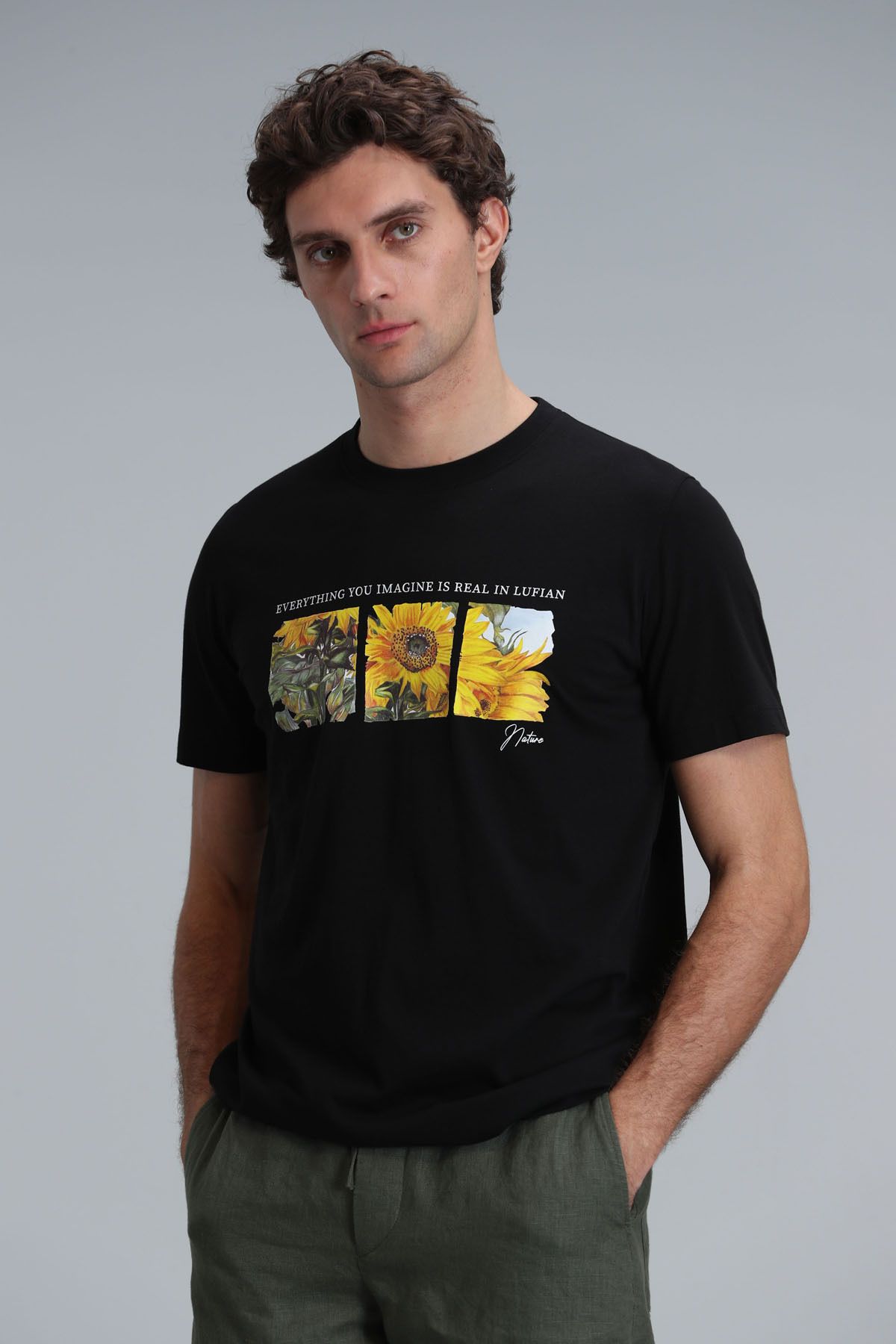 Lufian Erkek June Modern Grafik T-Shirt 111020192 Siyah
