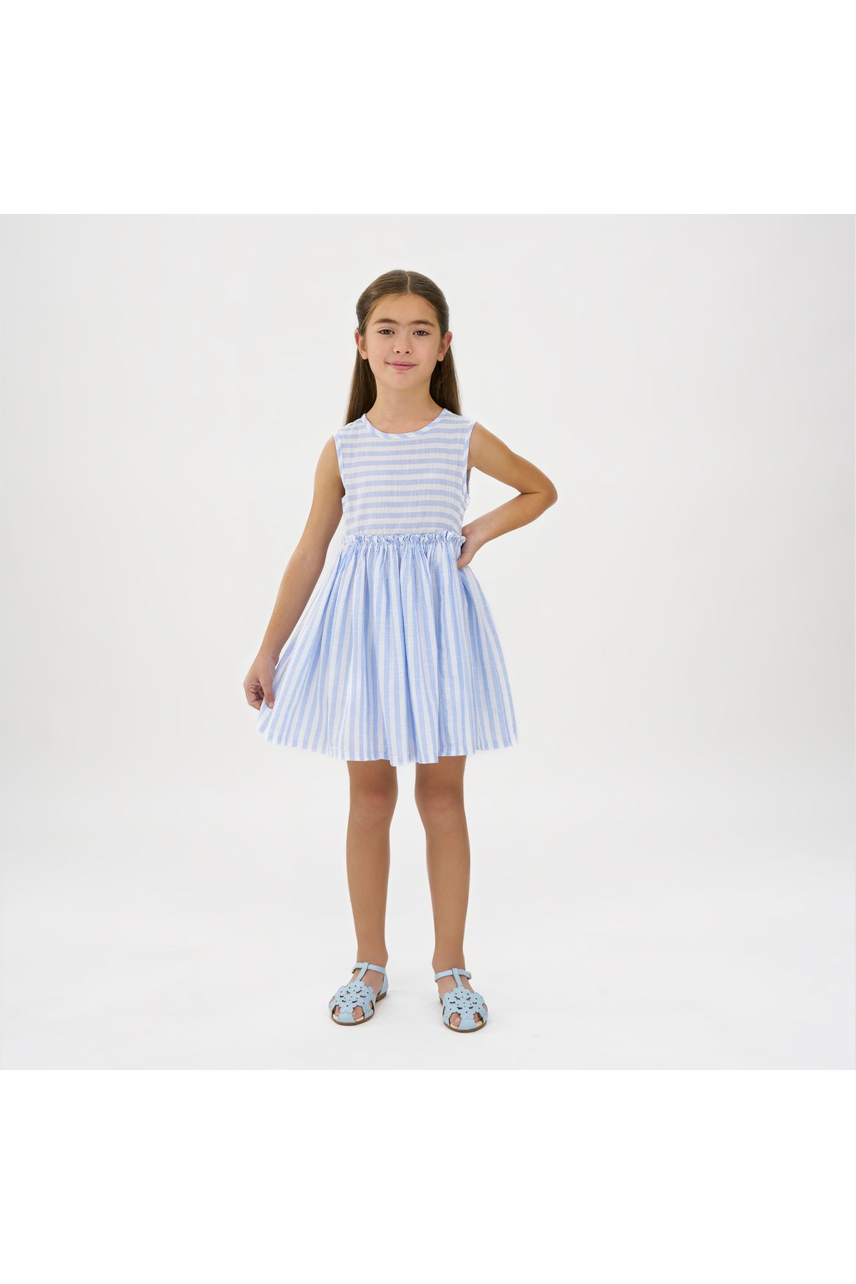 Panço Kız Çocuk Sırtı Dantel Detaylı Elbise