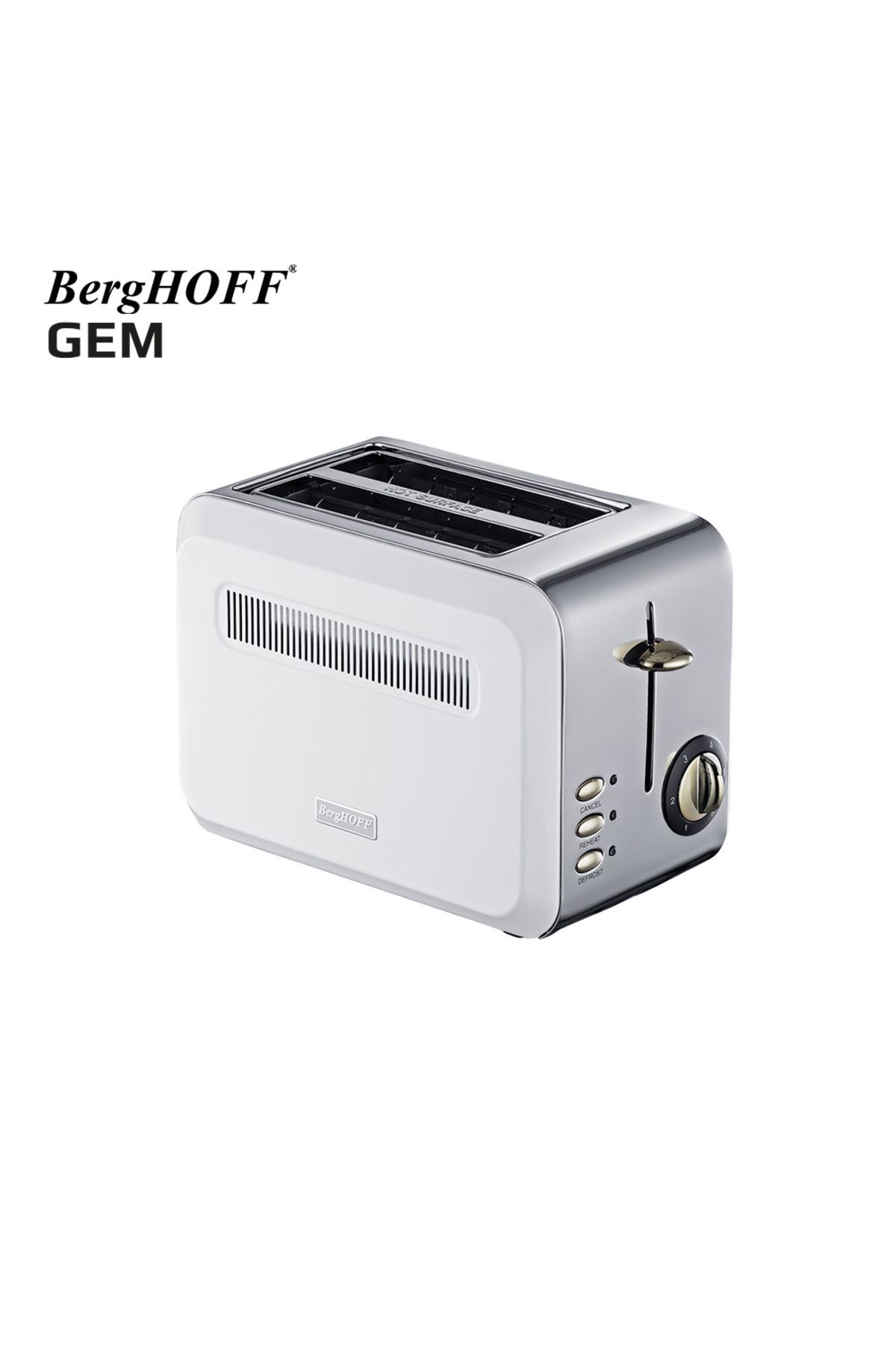 Berghoff GEM TITAN Parlak Gümüş Beyaz İki Dilim Ekmek Kızartma Makinesi