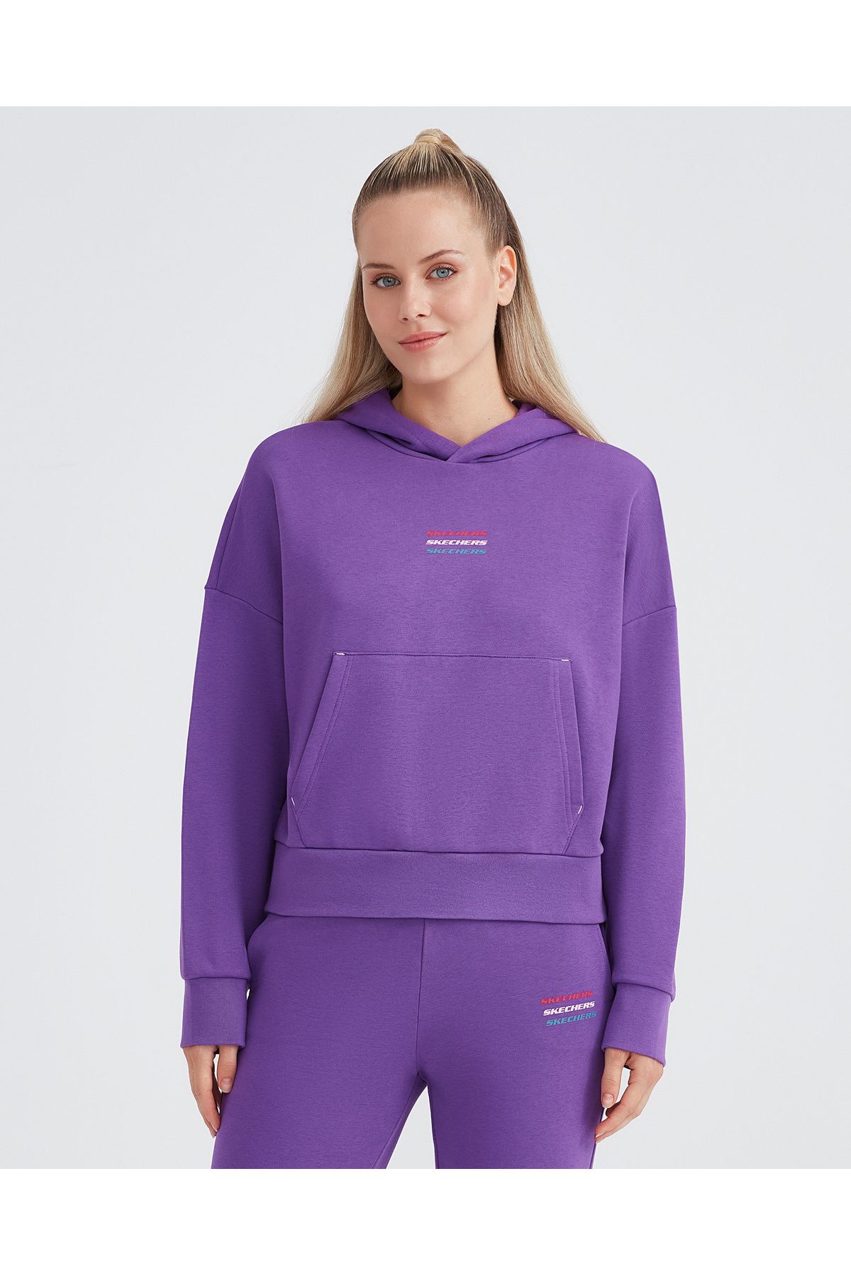 Skechers W Essential Hoodie Sweatshirt Kadın Mor Sweatshirt S232243-499