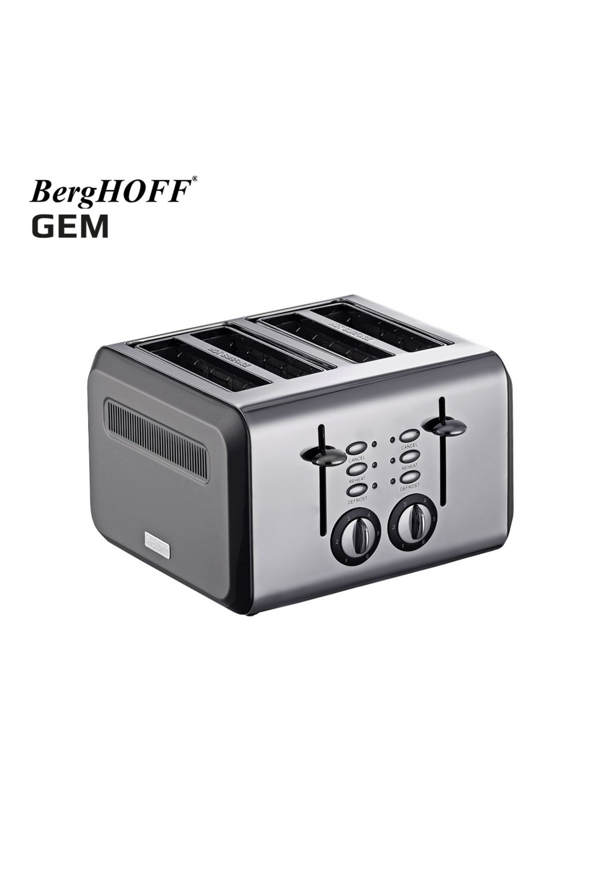 Berghoff GEM TITAN Parlak Gümüş Gri Dört Dilim Ekmek Kızartma Makinesi