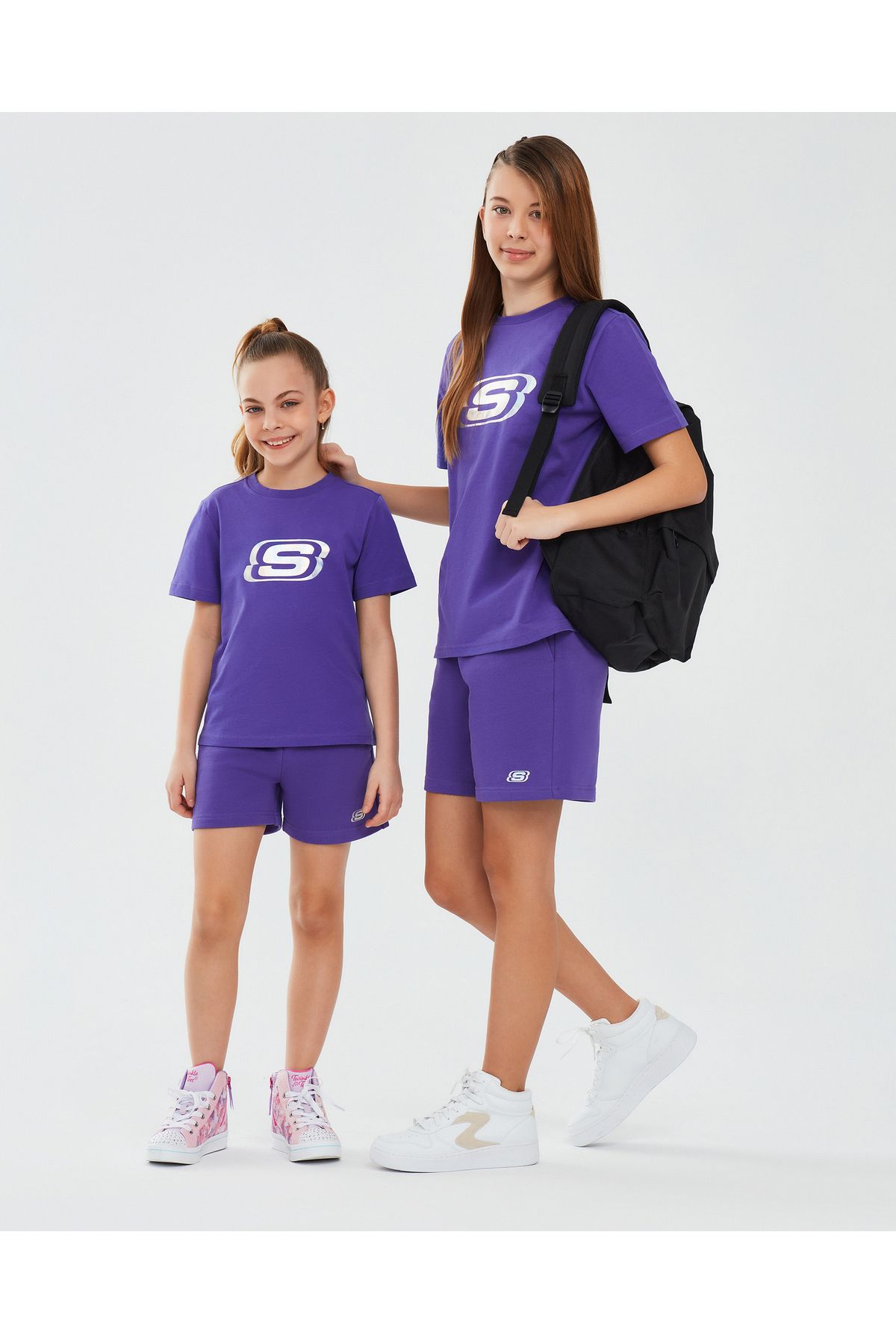 Skechers Essential G Short Sleeve  T-Shirt Büyük Kız Çocuk Mor Tshirt Sk232139-495