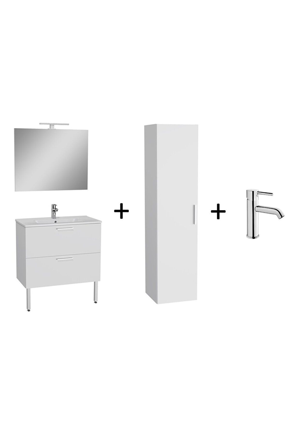 VitrA Banyo Mobilyası Seti, Parlak Beyaz, 80 Cm, Ayaklı, Çekmeceli