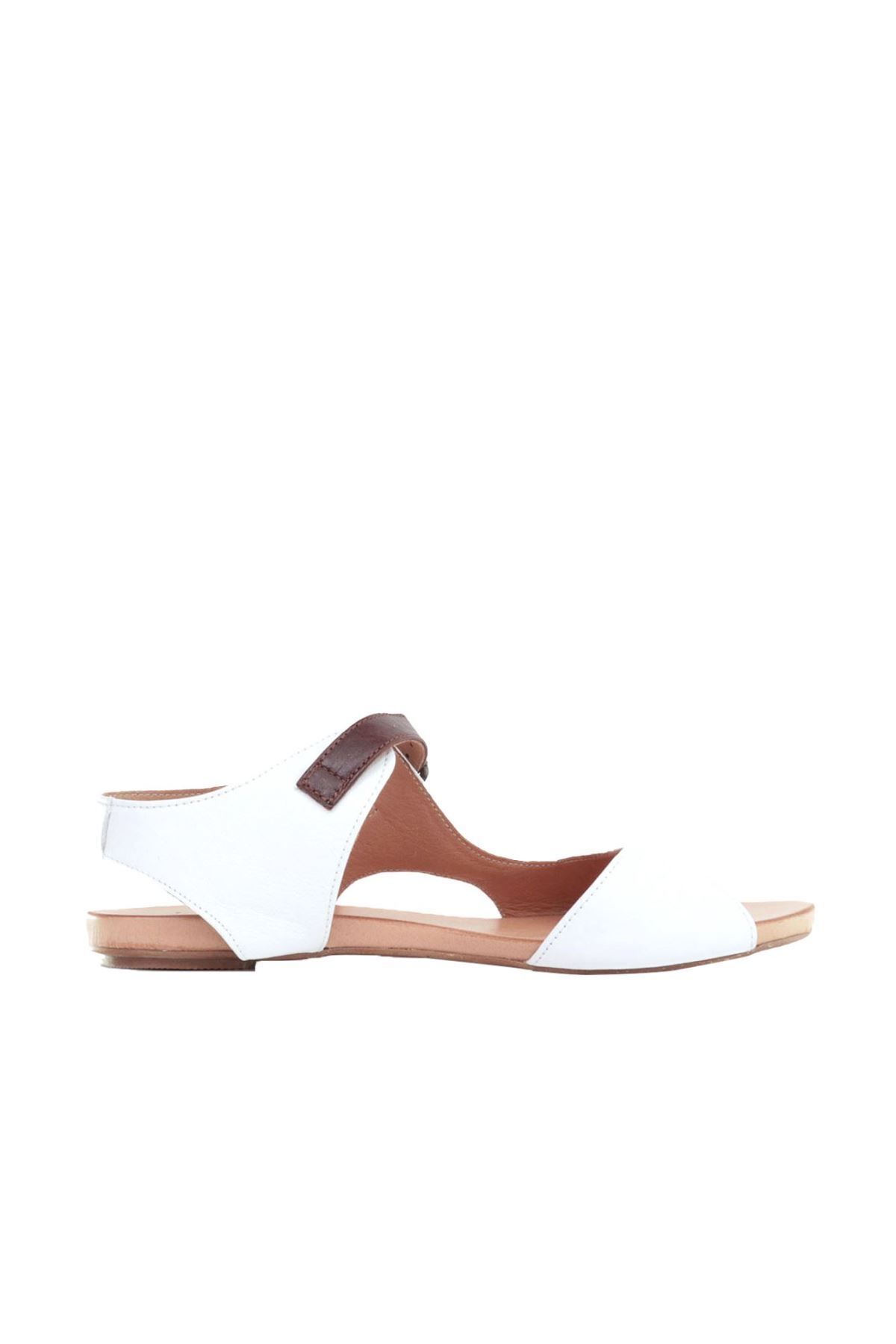 BUENO Shoes Beyaz Deri Kadın Sandalet