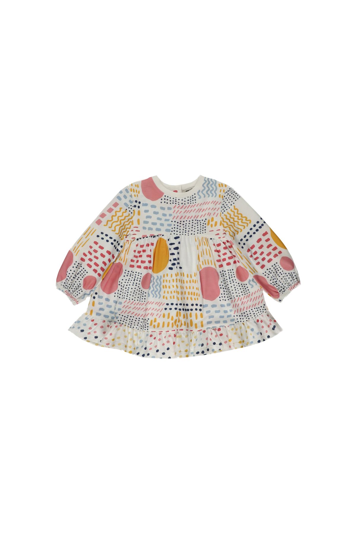 Panço Kız Bebek Geometrik Desenli Örme Elbise