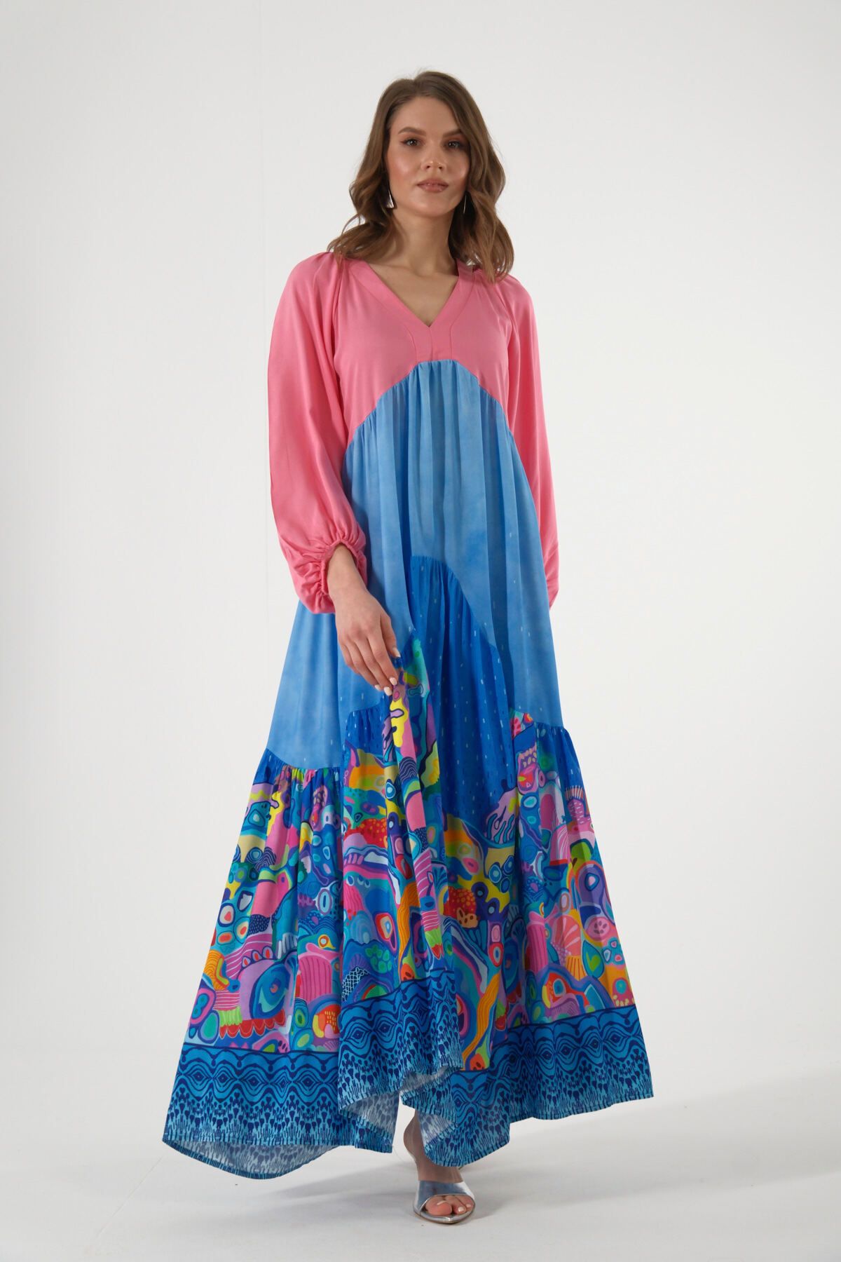 ABBRA Kadın Çisem Model %100 Viskon Yazlık Maxi Elbise