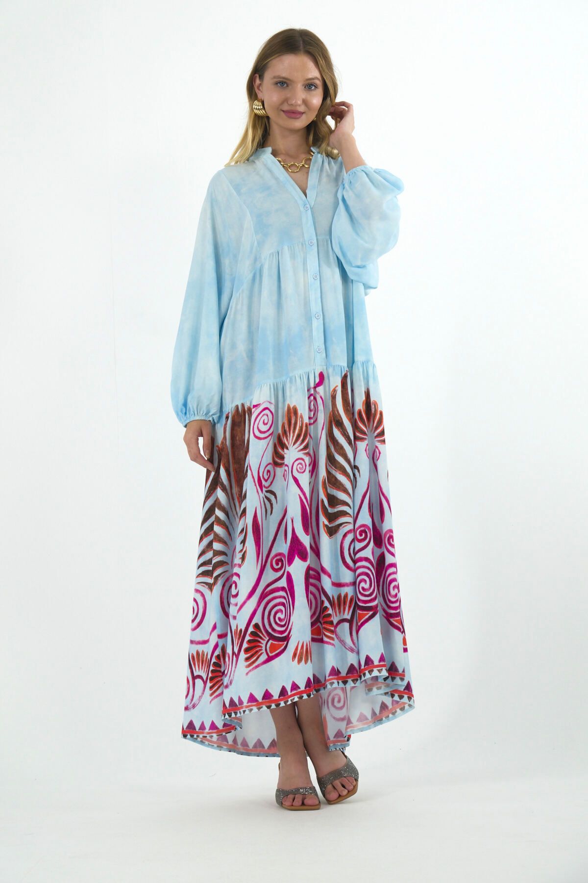 ABBRA Kadın Manolya Model %100 Viskon Yazlık Elbise