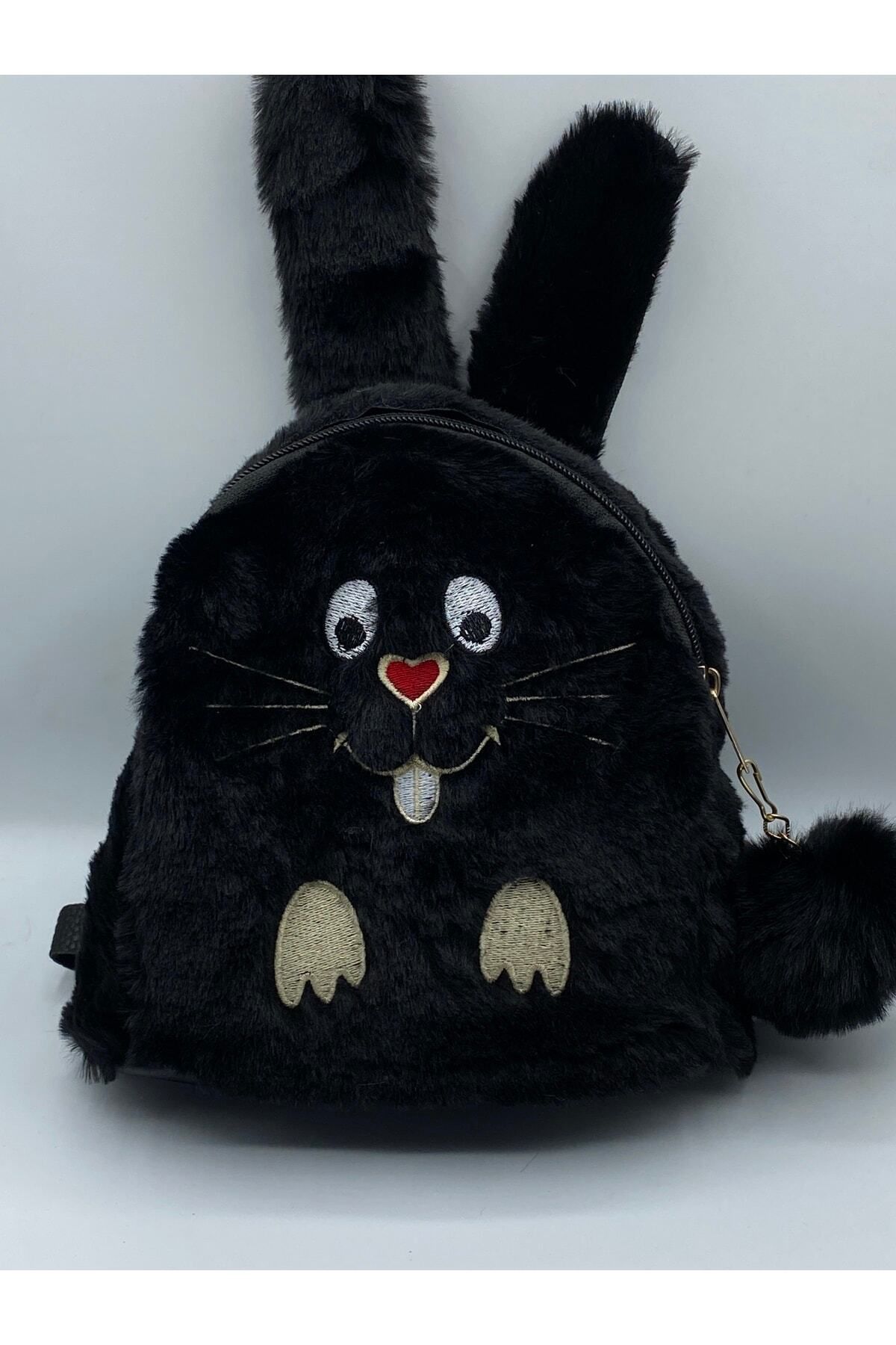 MUSCO Sevimli Peluş Tavşan Kulaklı Ponponlu Model Çocuk Sırt Çantası