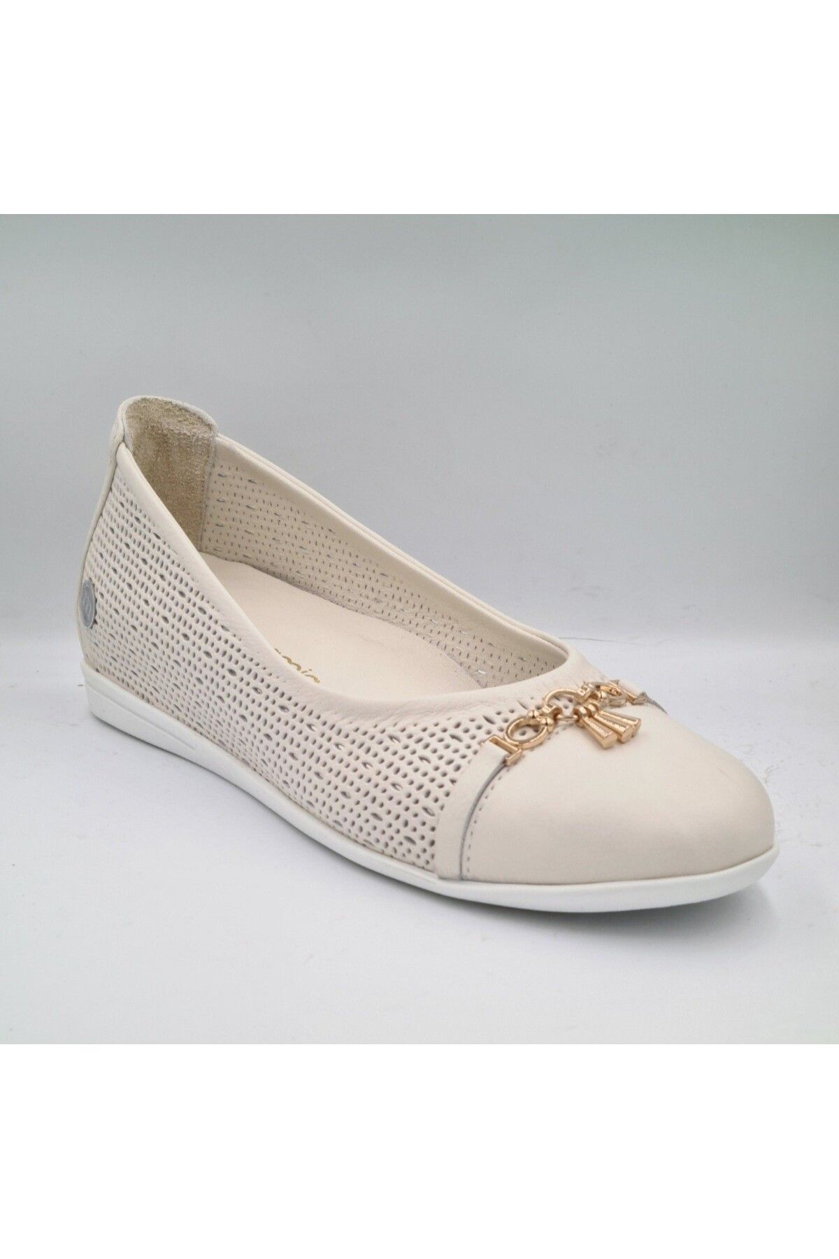 Mammamia D24YA-475 Kemik Crema Hakiki Deri Deri Gizli Dolgu (4cm) Kadın Günlük Ayakkabı