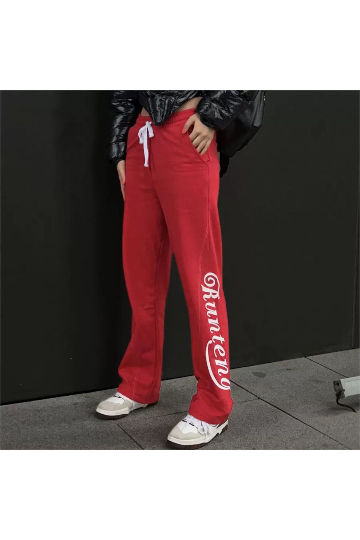 Köstebek Kırmızı Ters Dikiş Şerit Detaylı Runteng Pantolon
