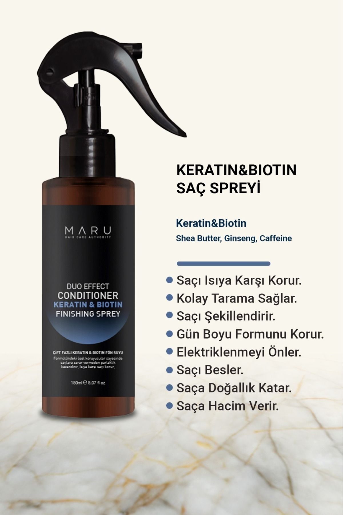 MARU Keratin & Biotin Isı Koruyucu Saç Bakım Spreyi 150 ml