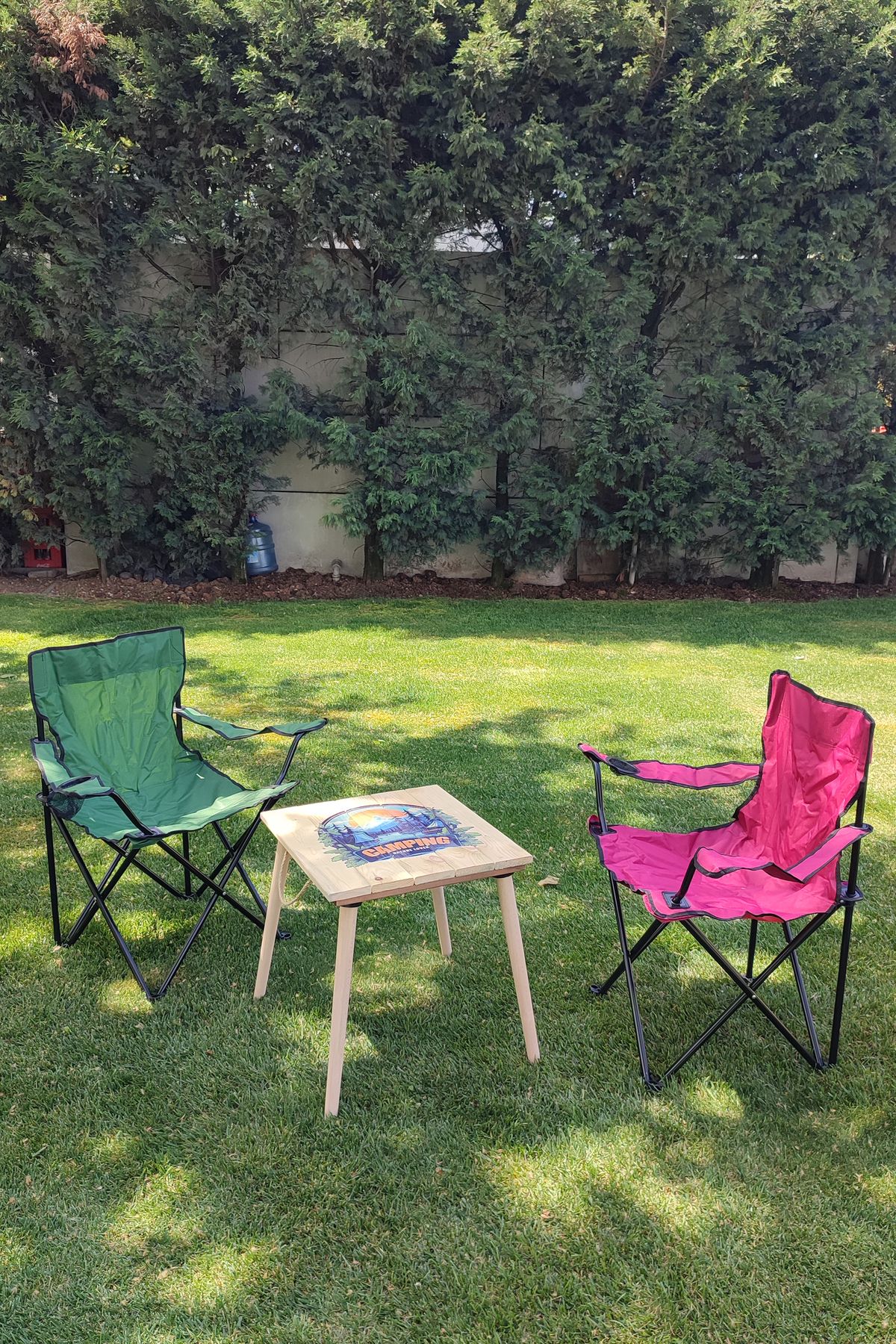 Tooall Piknik, Kamp Seti, 2 Adet Sandalye ve Kolay Taşınabilir Ahşap Masa Seti