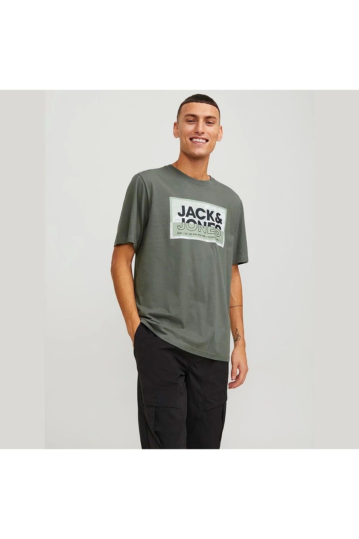 Jack & Jones Jack&jones 12253442 0 Yaka Erkek Tshirt - Haki