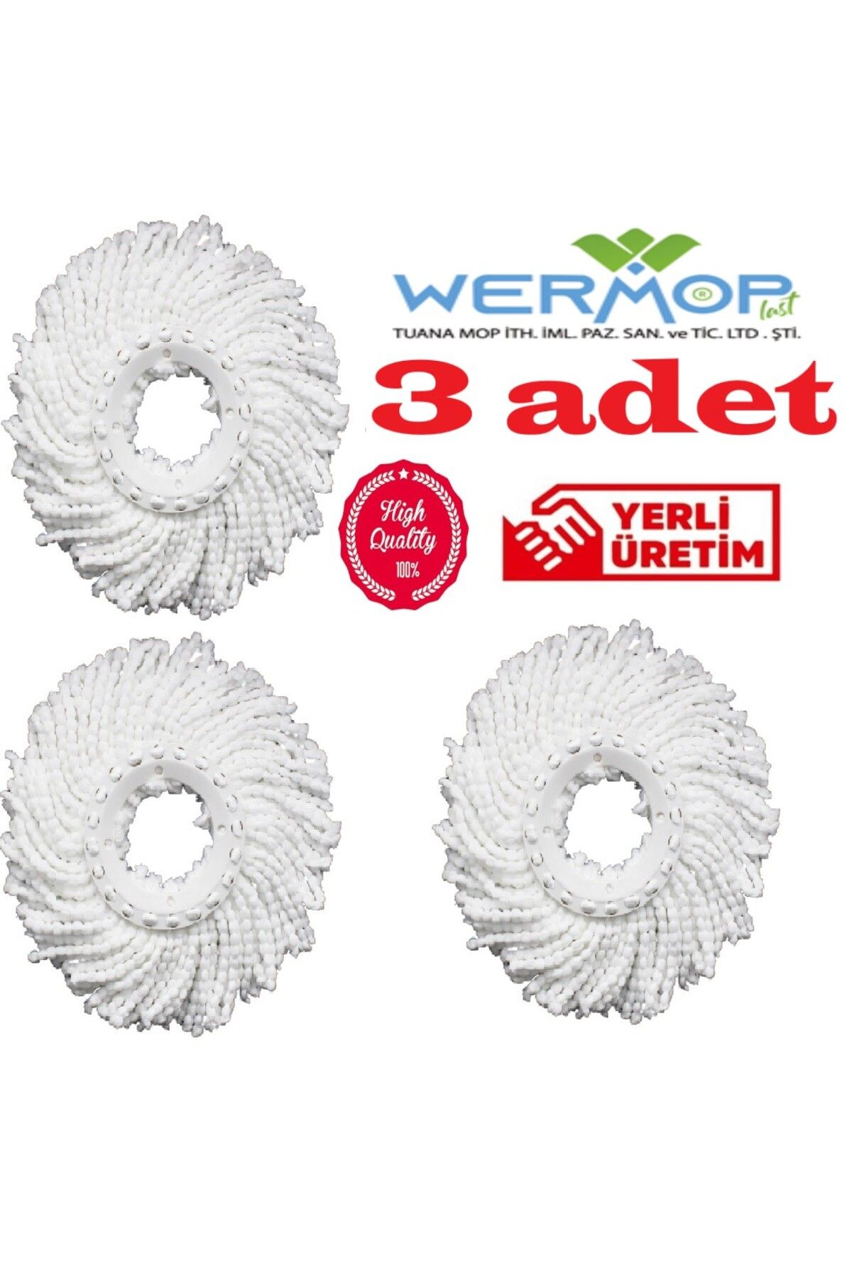 WERMOP Yedek Mikrofiber Mop Başlığı (3 ADET) Boyut (40X40)