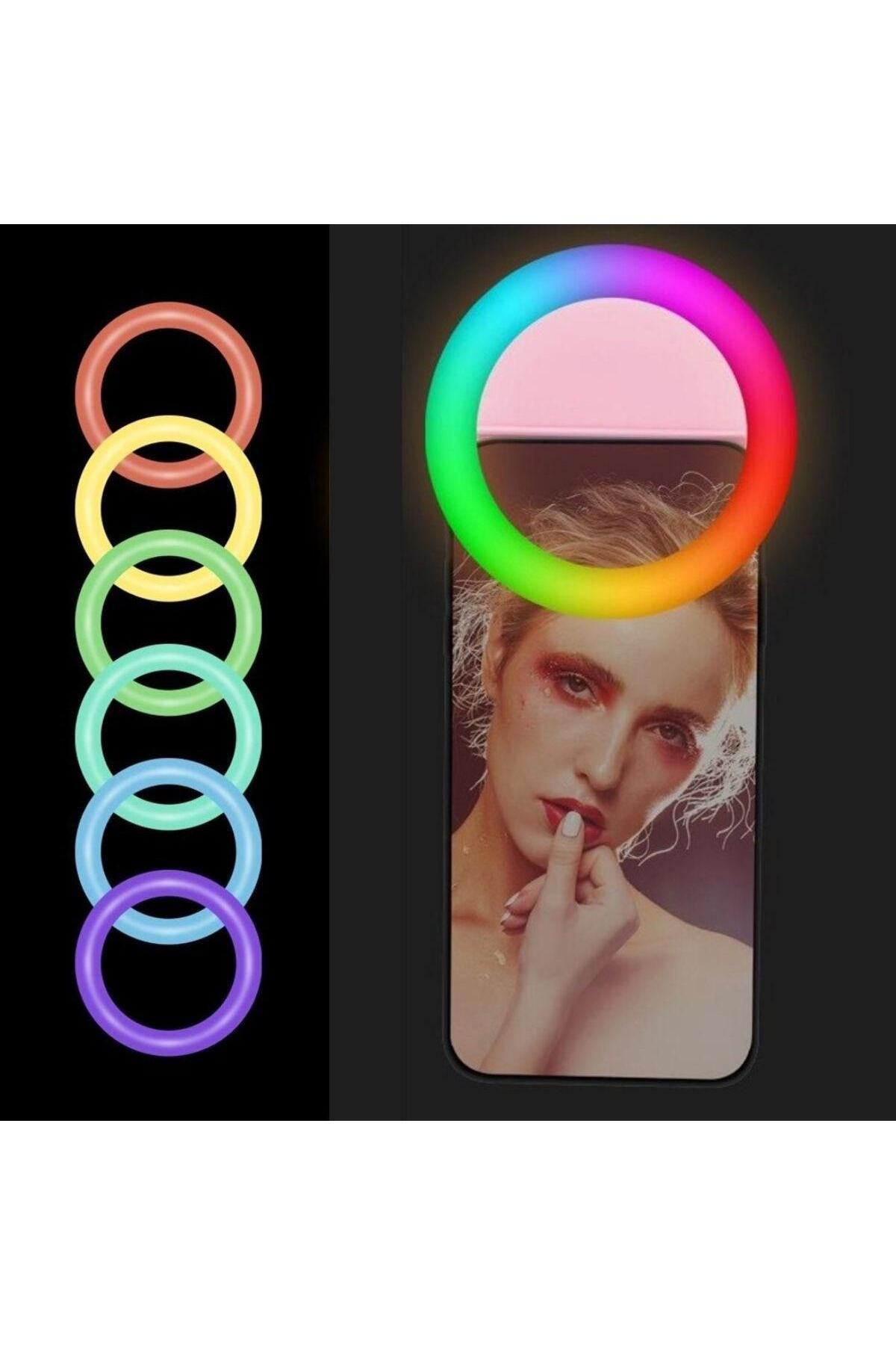 Genel Markalar Selfie Işığı Aydınlatma Telefon Aparatı RGB Led Mandallı Telefon Bilgisayar Tablet Uyumlu