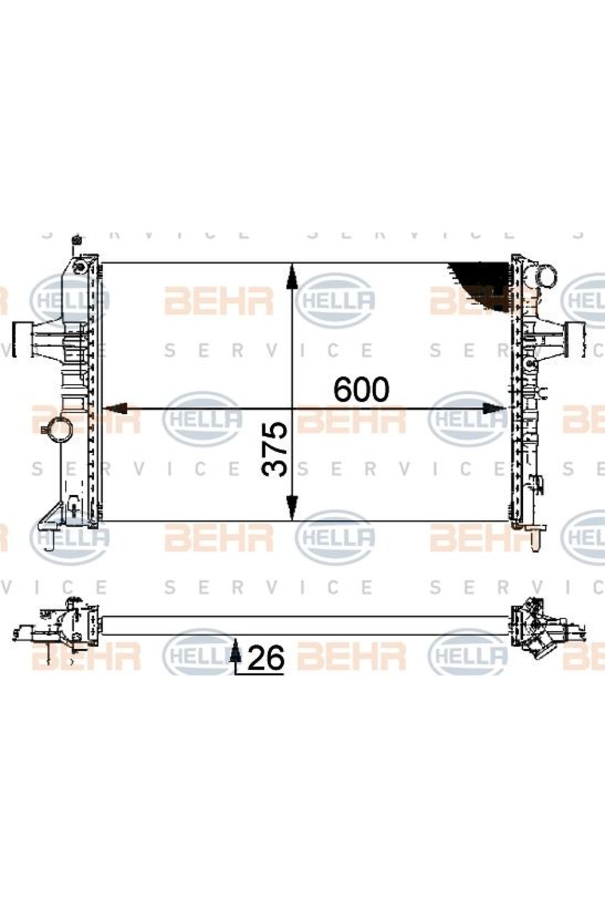 BEHR Radyatör Astra G-zafıra 1.4 16v-1.6 16v-1.8 16v-2.0 16v-2.2 16v Ac Klimasız Mekanik 600×375×26bhr-cr