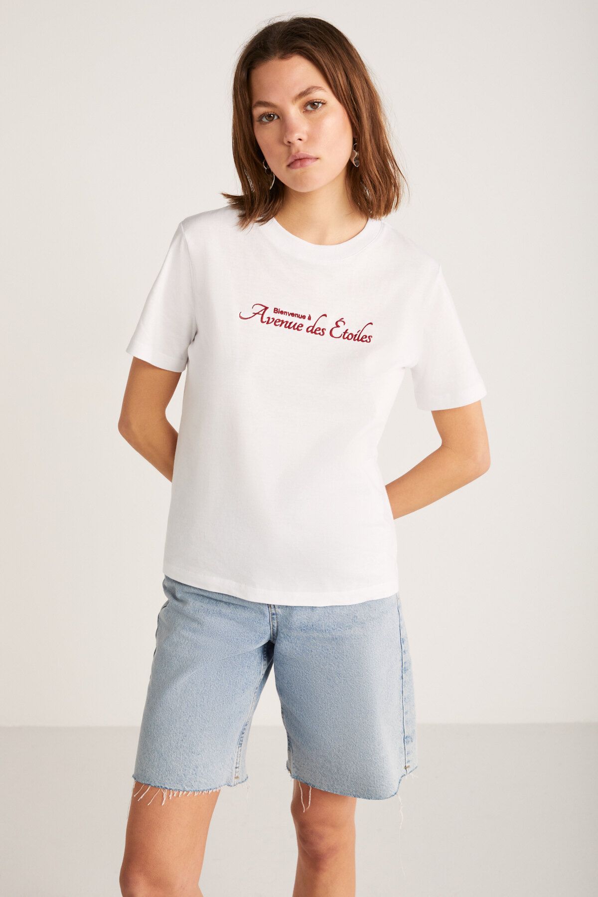 GRIMELANGE ALMA Kadın Regular Beyaz T-Shirt