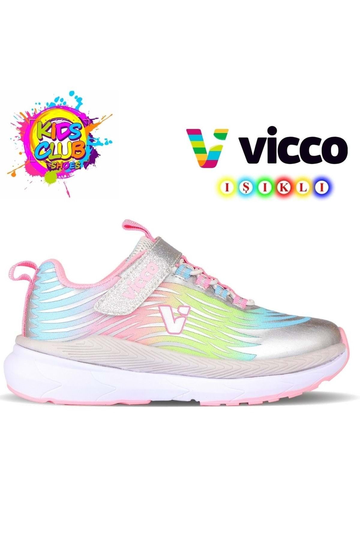 Vicco Maggie Işıklı Ortopedik Çocuk Spor Ayakkabı Gümüş