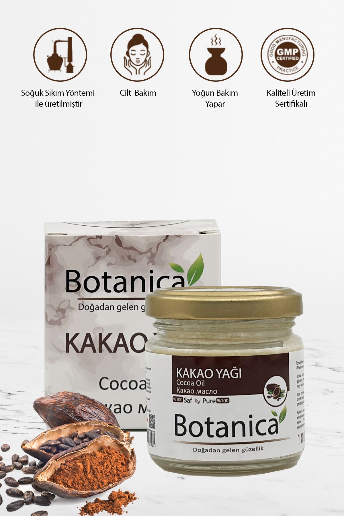 botanica Saf Kakao Yağı Soğuk Sıkım Bitkisel Yağ Bakım Yağı 65 ml