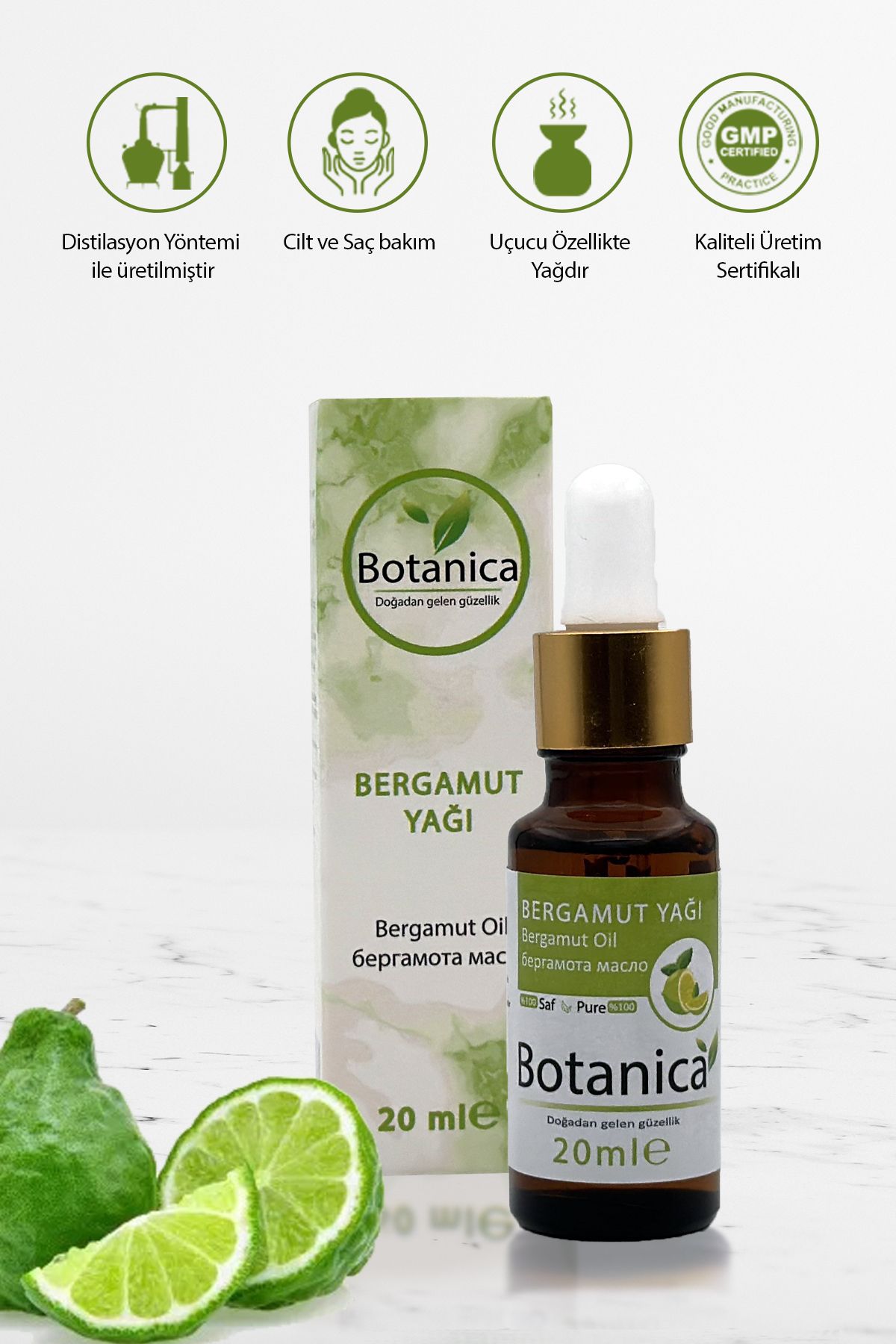 botanica Bergamot Yağı - Citrus Aurantium Bergamia -( Sakinleştirme )difüzör Yağı 20 ml