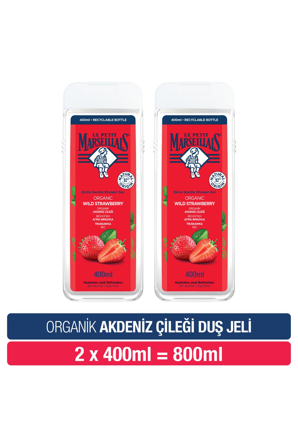 Le Petit Marseillais Duş Jeli Akdeniz Çileği 400 ml X 2 Adet