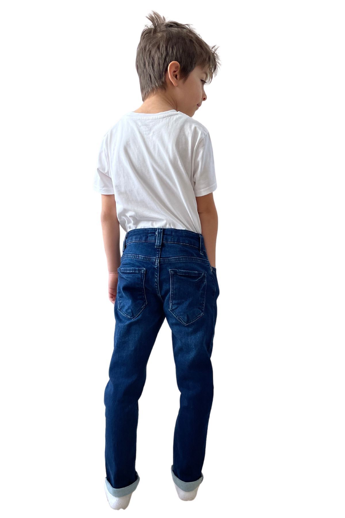FourClovers Erkek Çocuk Lacivert Likralı Belden Ayarlamalı  Kot Pantalon
