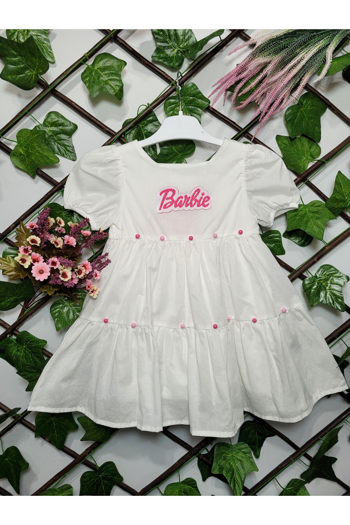 aag tekstil Barbie Kız Çocuk Elbise Astarlı Yazlık (BİR BEDEN BÜYÜK ÖNERİLİR)