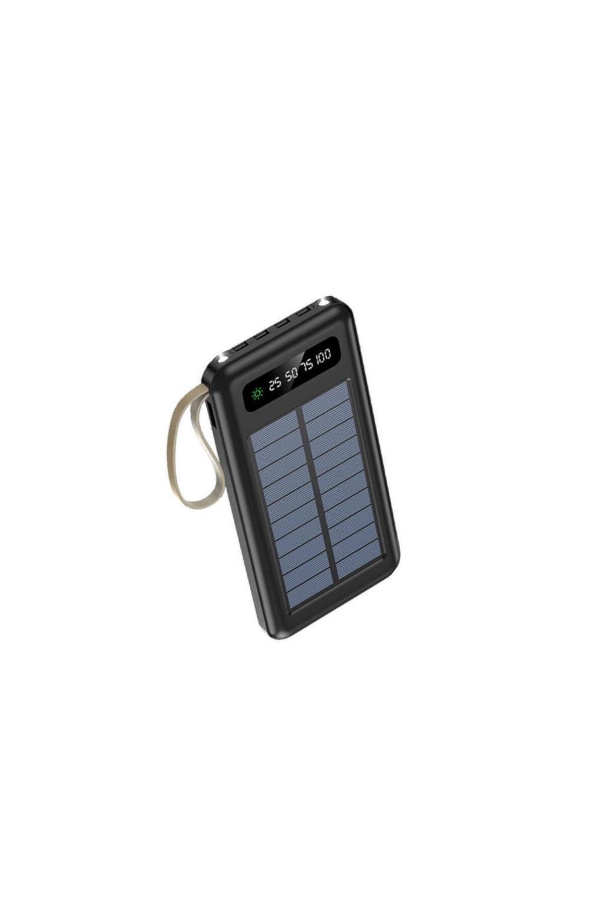 Sunix 12000 Mah Güneş Enerjili Dahili Kablolu Led Göstergeli Powerbank Siyah Pb-43