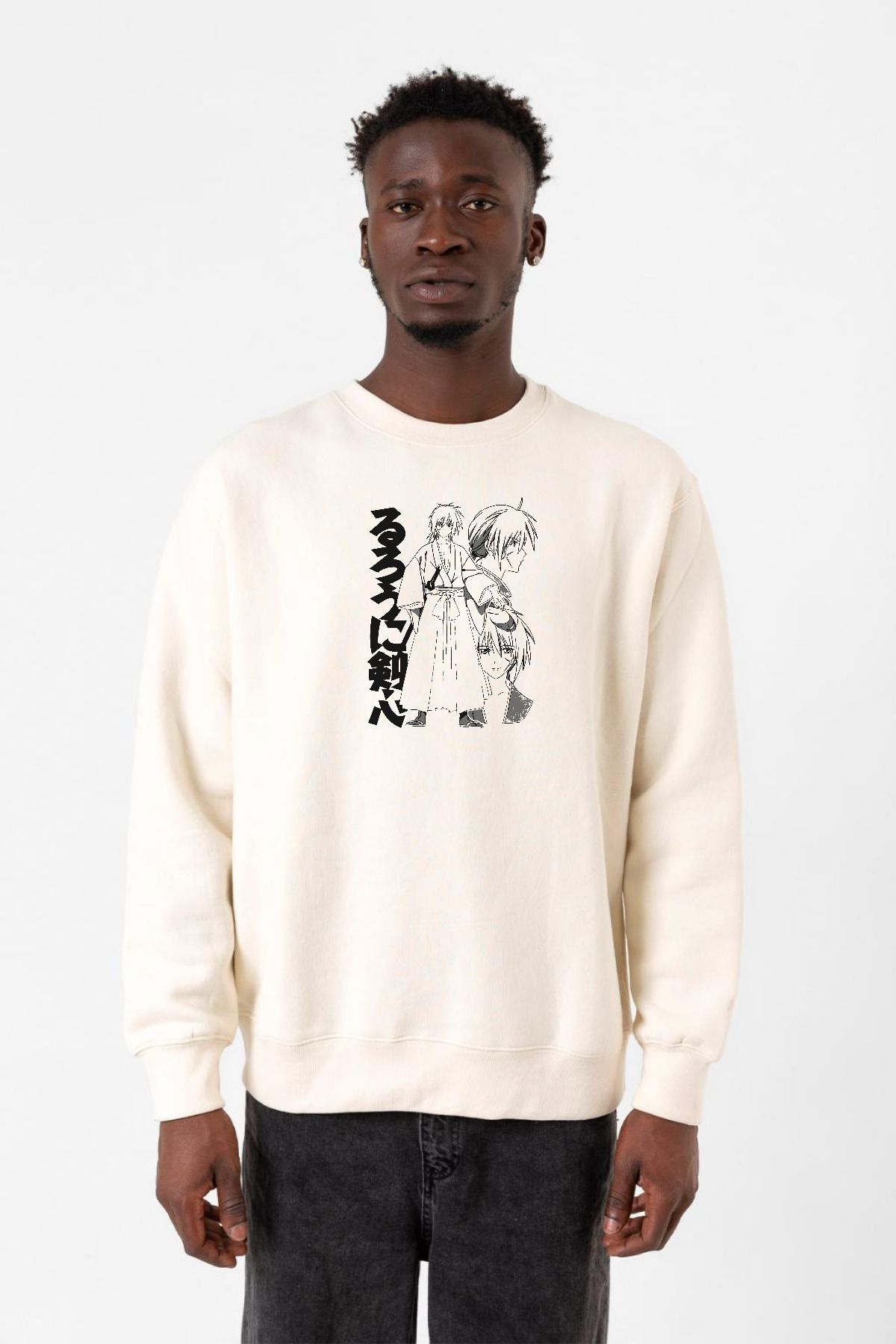 Tshirthane Rurouni Kenshin Black White Art Ekru Erkek 2ip Sweatshirt