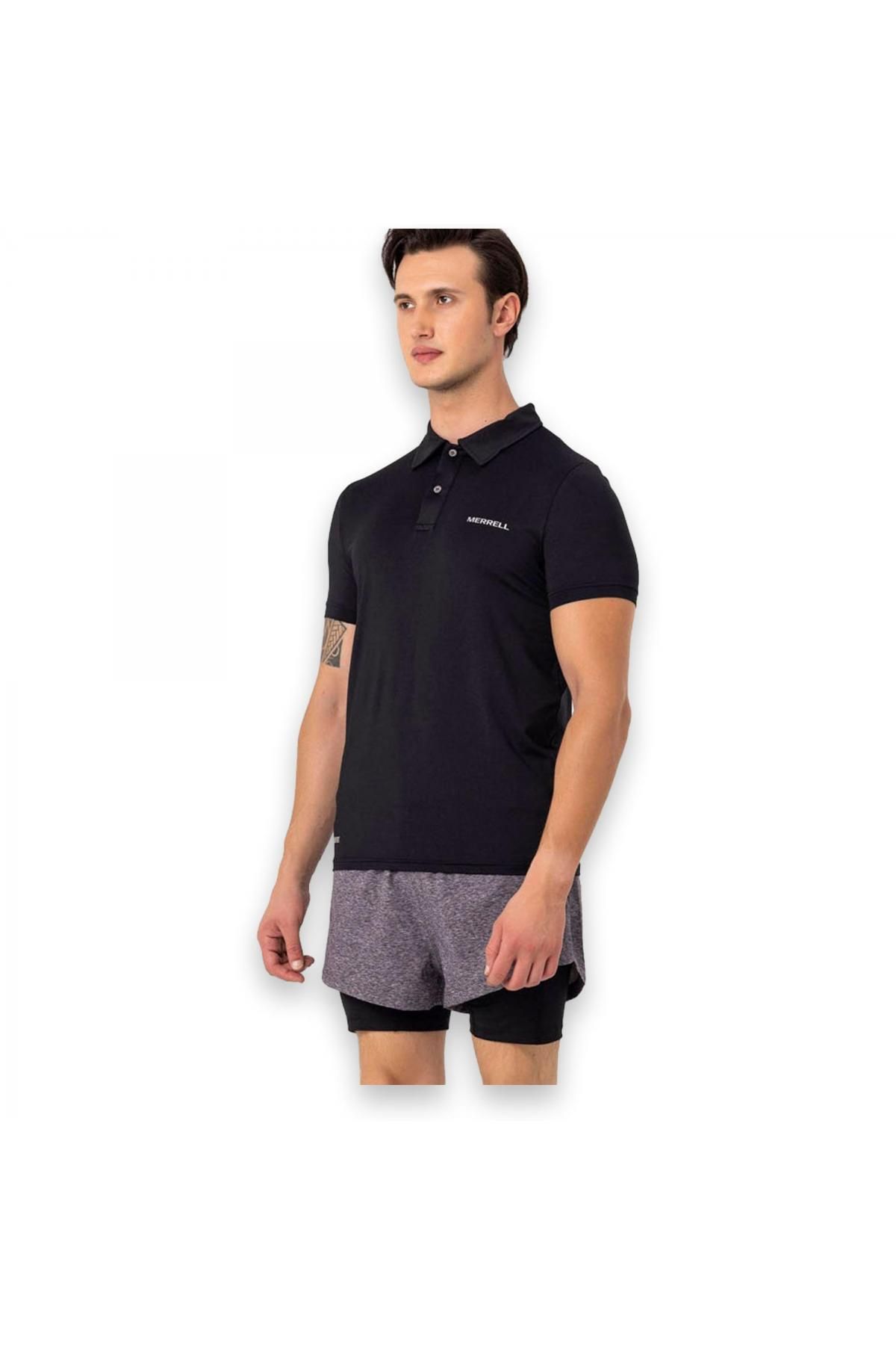 Merrell M4Pacem Polo Yaka Kısa Kollu Siyah Erkek T-Shirt