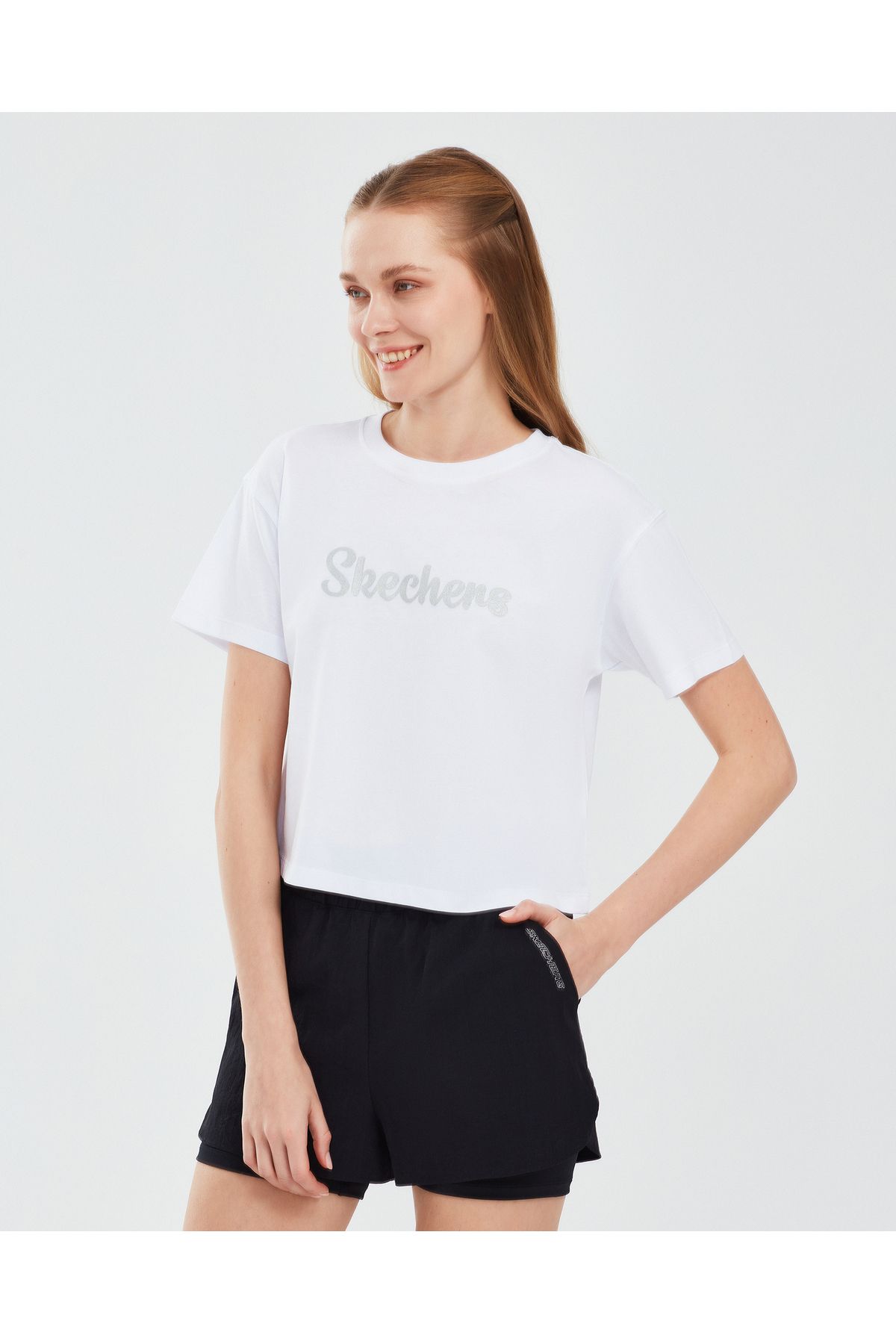 Skechers Graphic T-shirt W Short Sleeve Kadın Beyaz Tshirt S241212-100