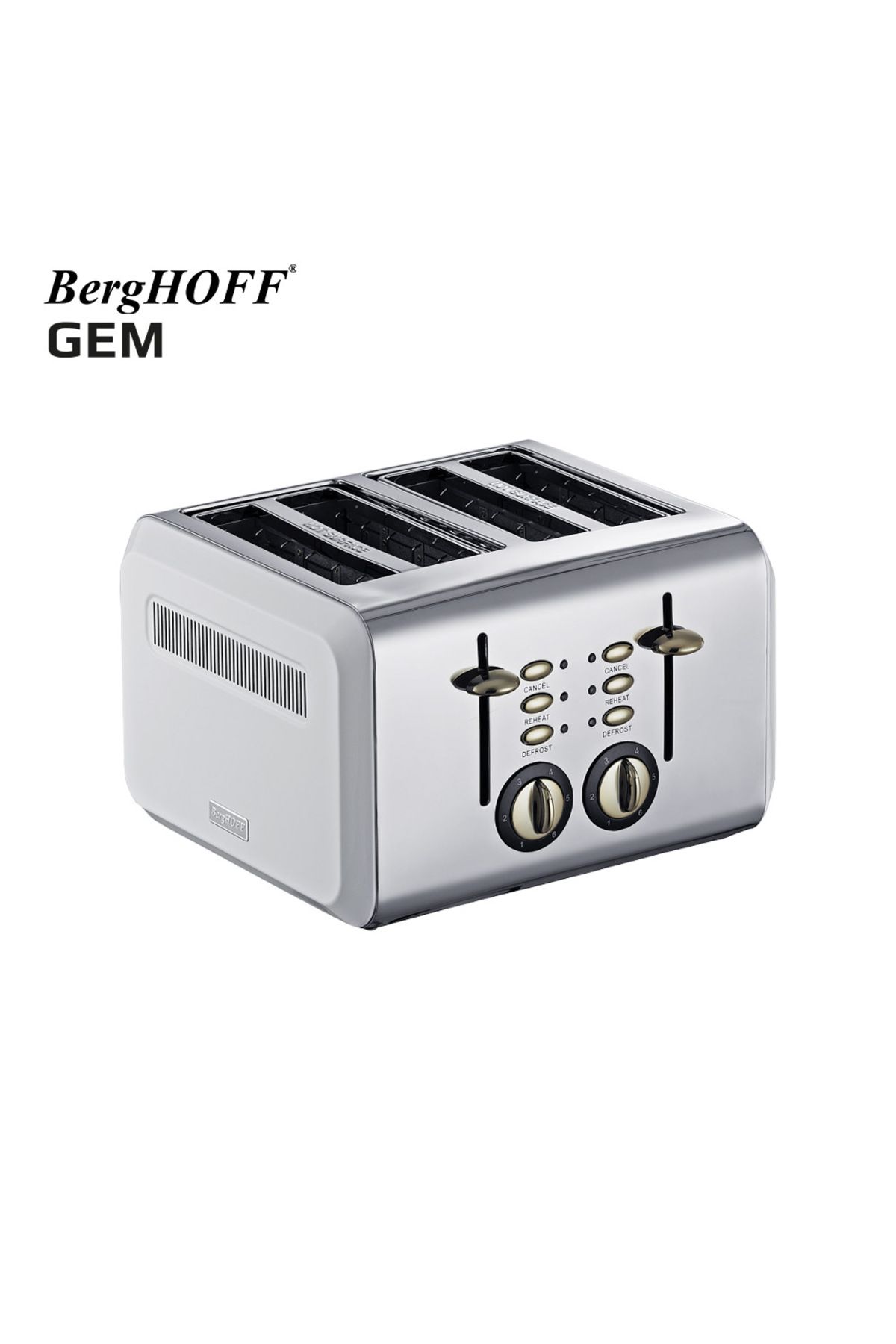 Berghoff GEM TITAN Parlak Gümüş Beyaz Dört Dilim Ekmek Kızartma Makinesi
