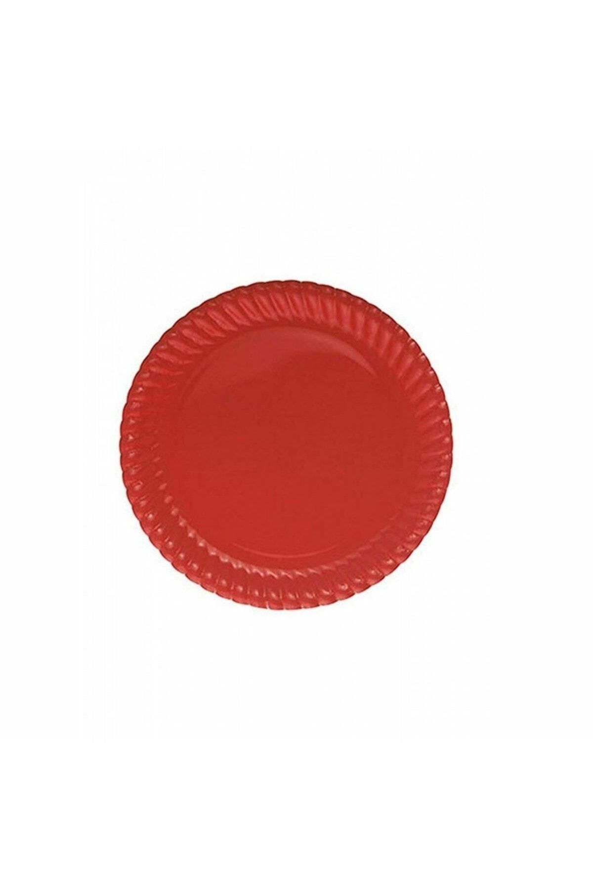 DEDE Tpl5749 Kırmızı Pastel, 8 Adet Tabak 23 cm