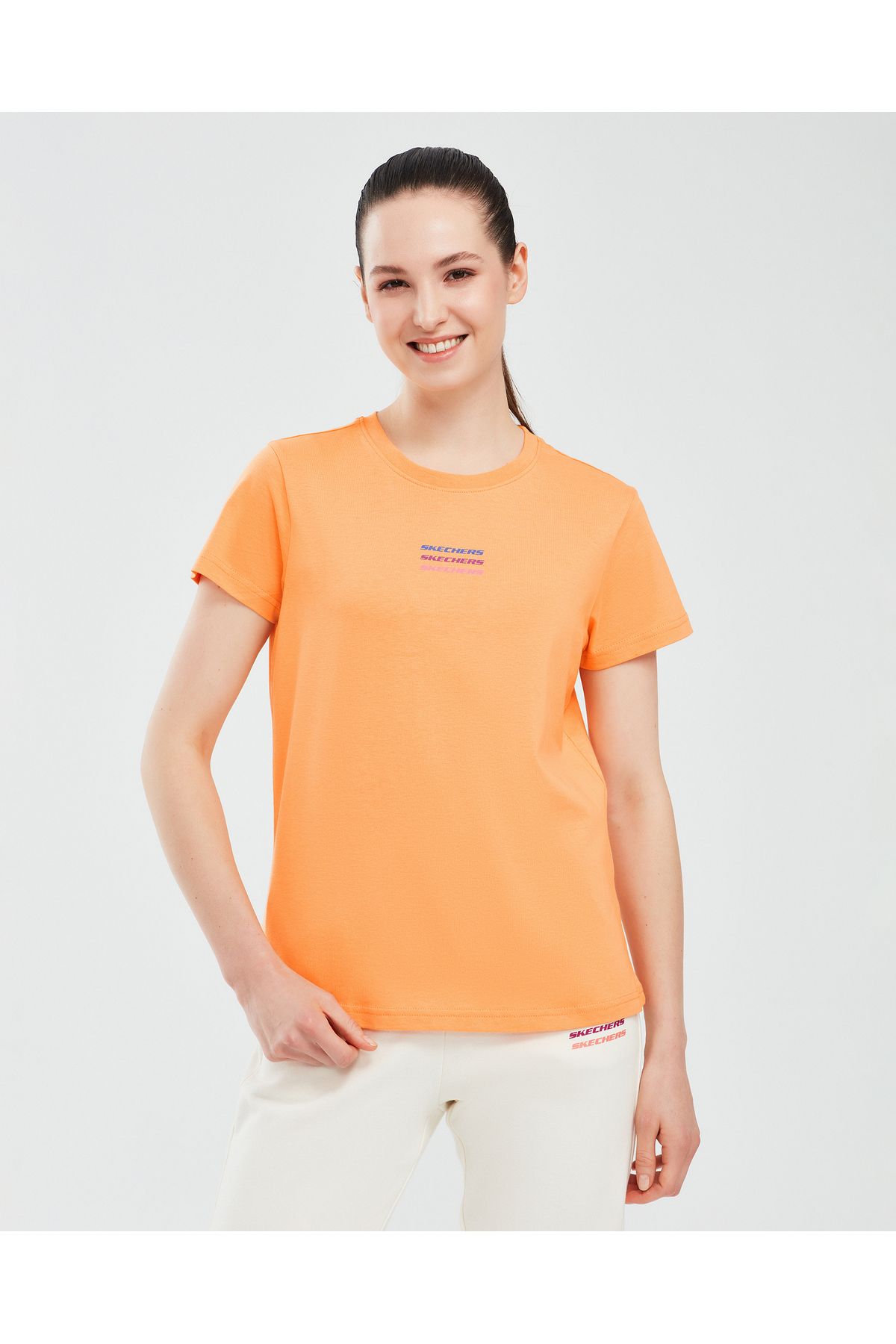 Skechers Essential W Short Sleeve T-shirt Kadın Açık Turuncu Tshirt S241006-823
