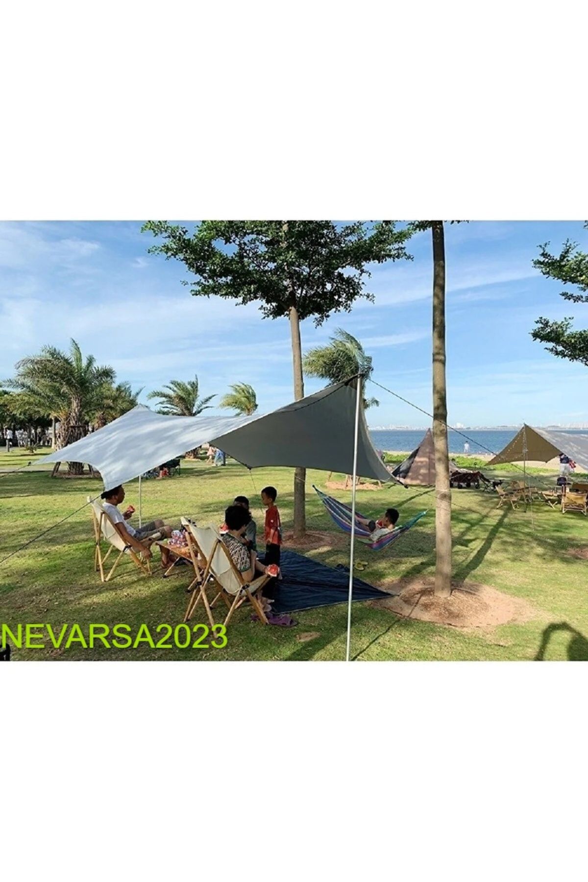 NEVARSA Portatif Güneşlik Tente Su Geçirmez Plaj Gölgelik Bahçe Teras Çardak 500 X 300 X 240 Cm