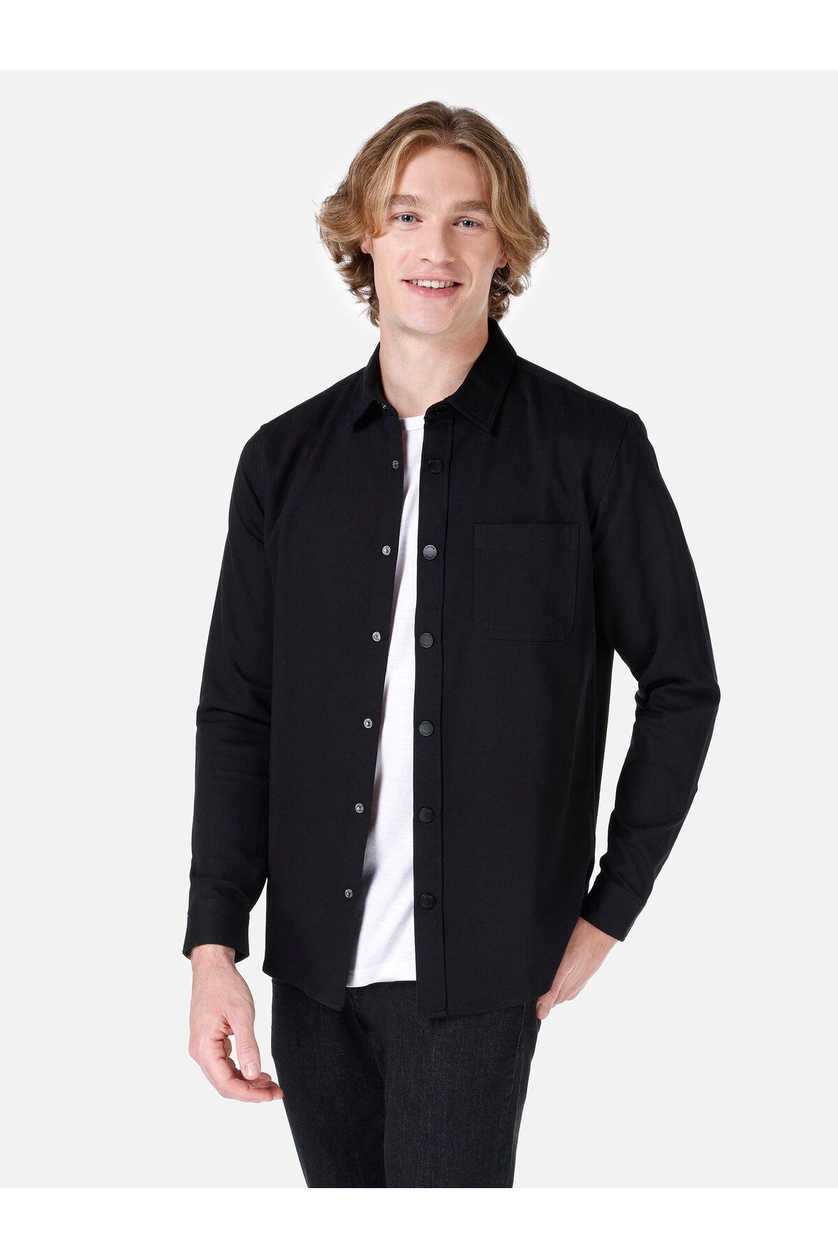 Colin’s Normal Kesim Shirt Yaka Siyah Erkek Uzun Kol Gömlek Cl1067420