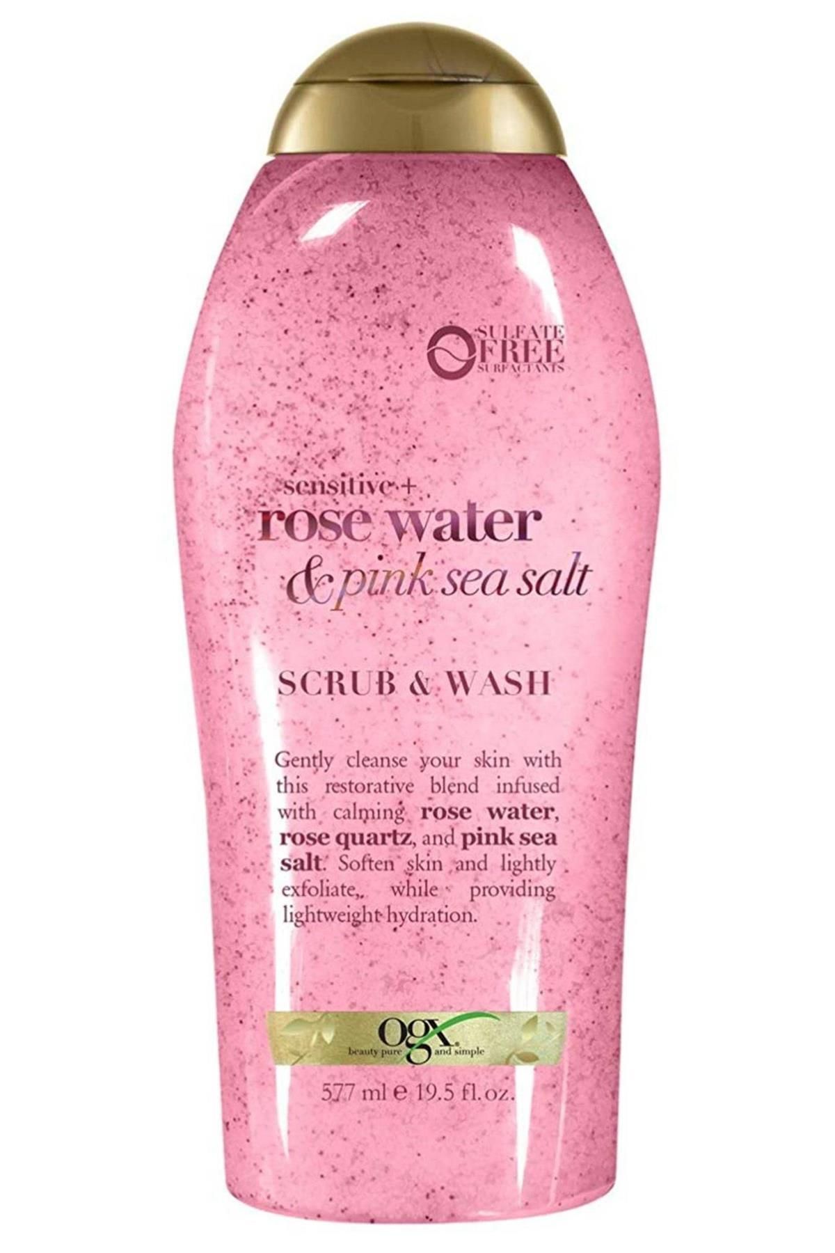 OGX Rose Water & Pink Sea Salt Peeling ve Vücut Şampuanı 577ML