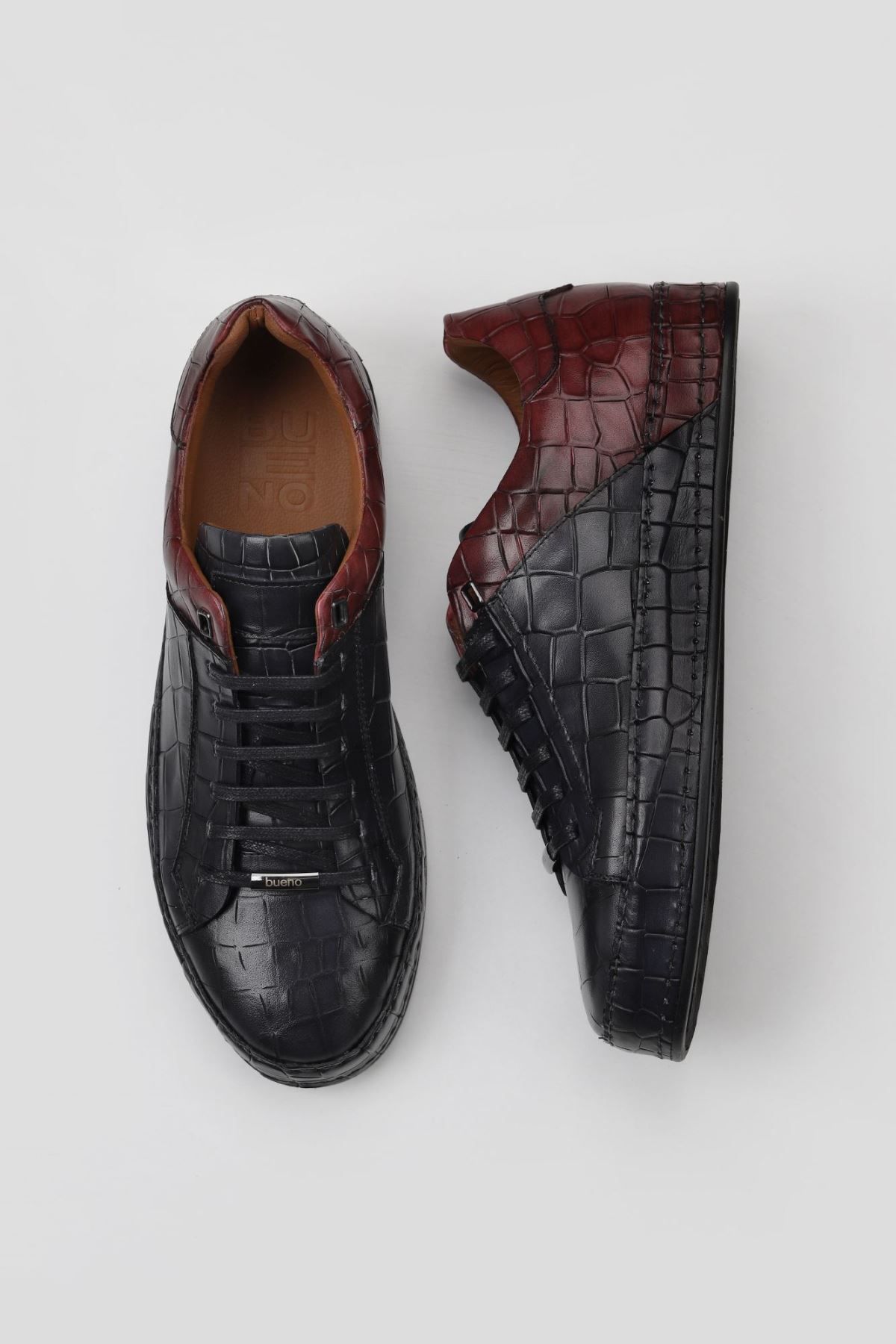 Bueno Shoes Siyah Kırmızı Kroko Erkek Spor Ayakkabı