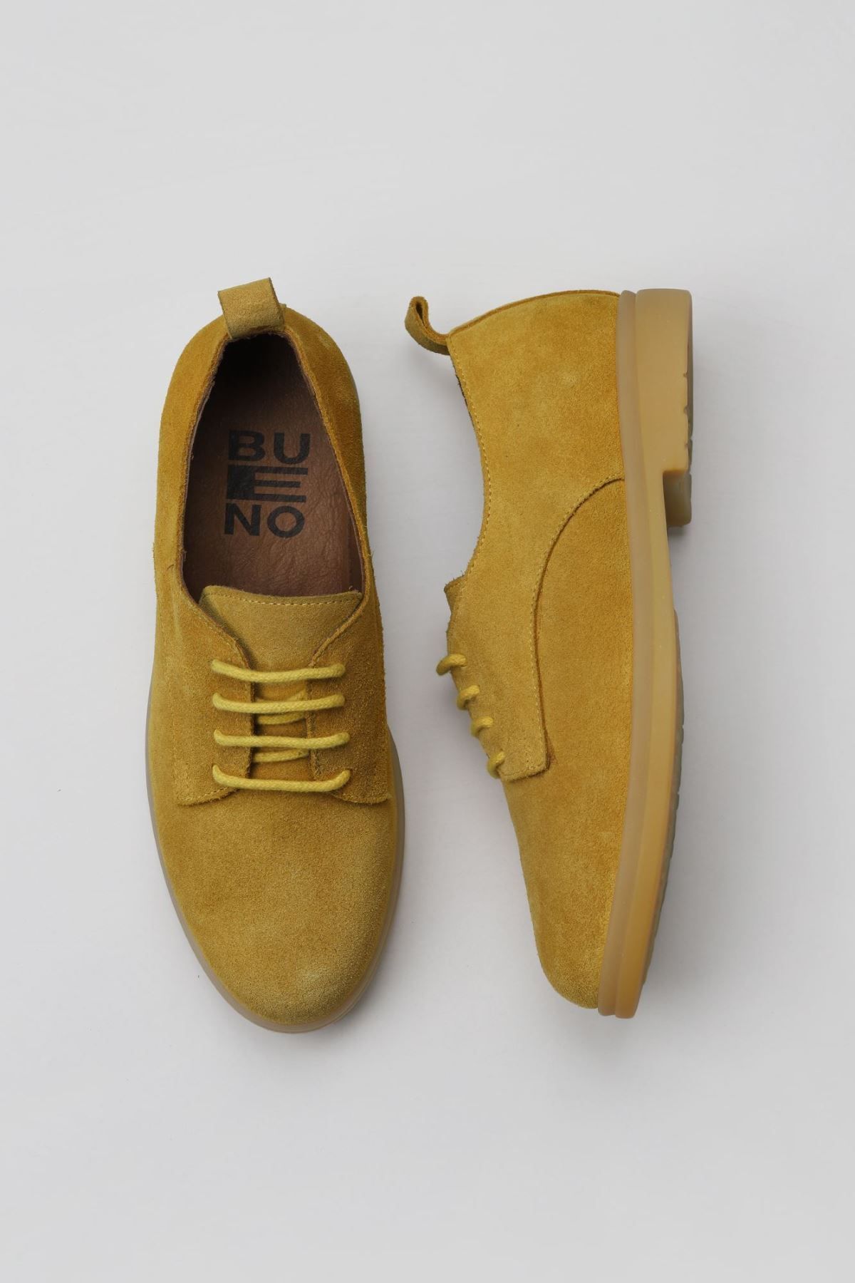 Bueno Shoes Sarı Süet Kadın Az Topuklu Ayakkabı
