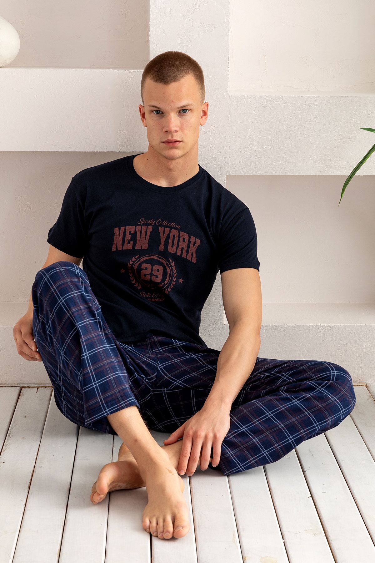 Nisanca Erkek Yazlık Kısa Kol %100 Pamuk Pijama Takımı