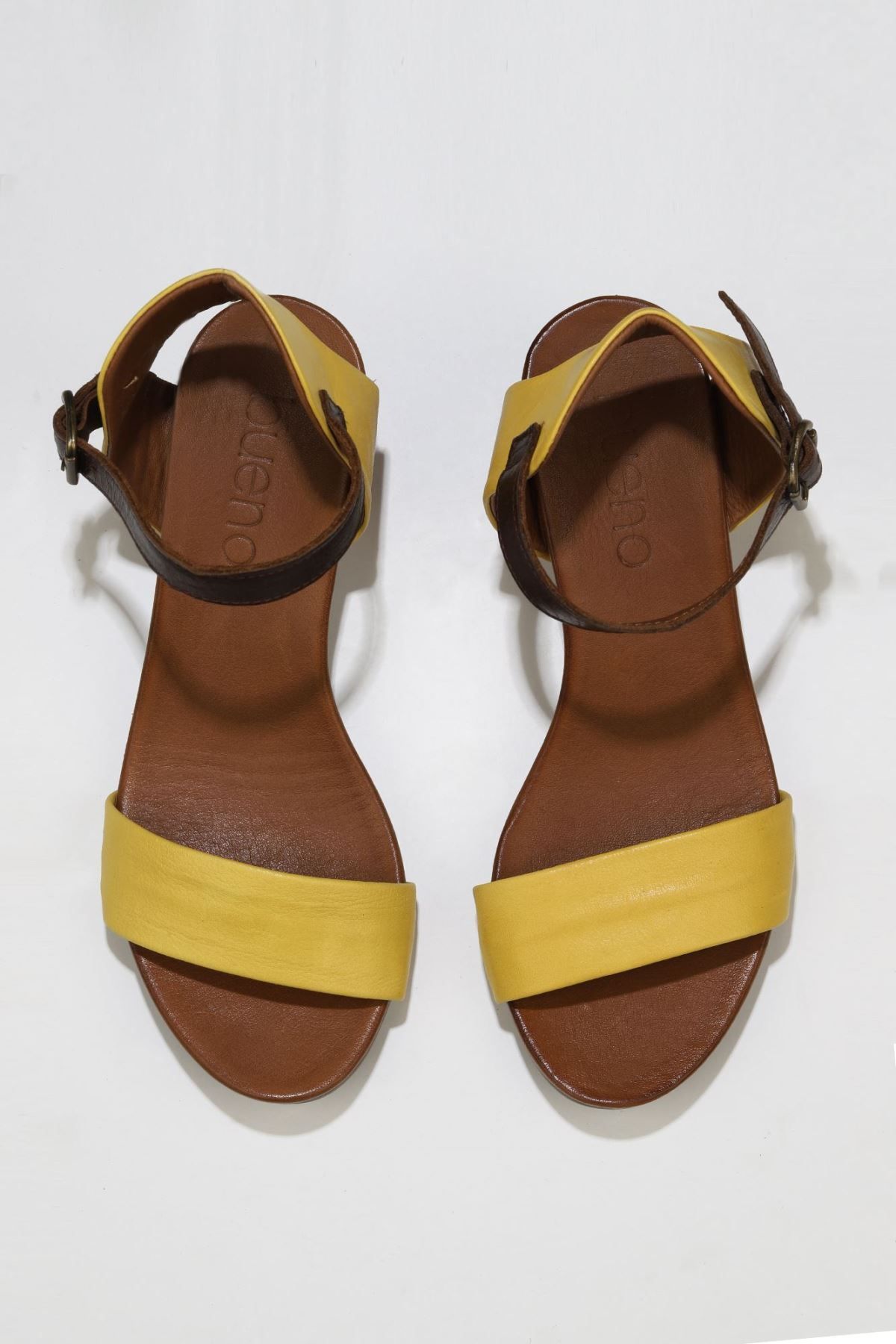 BUENO Shoes Sarı Deri Kadın Topuklu Sandalet