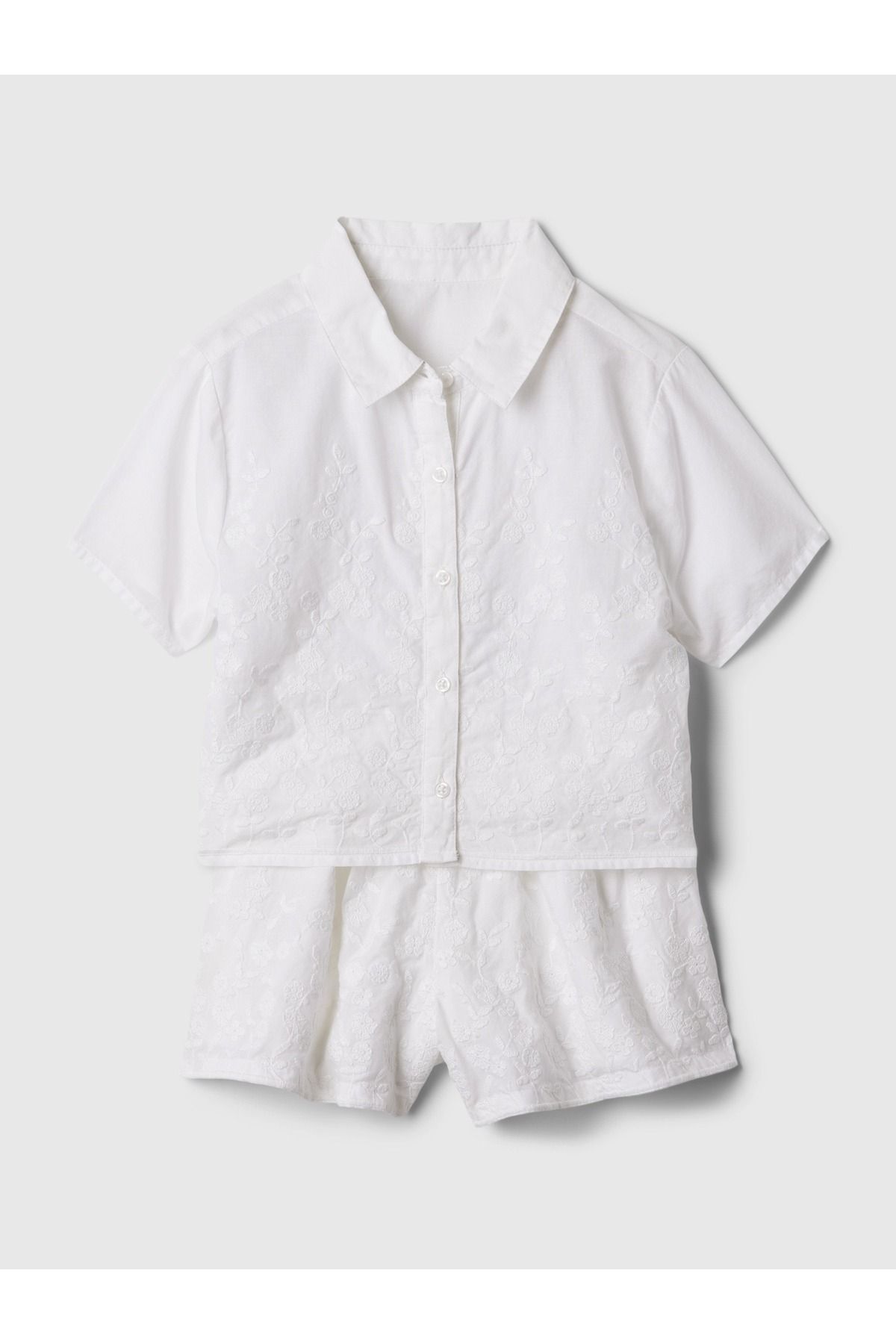 GAP Kız Bebek Beyaz İşlemeli Outfit Set