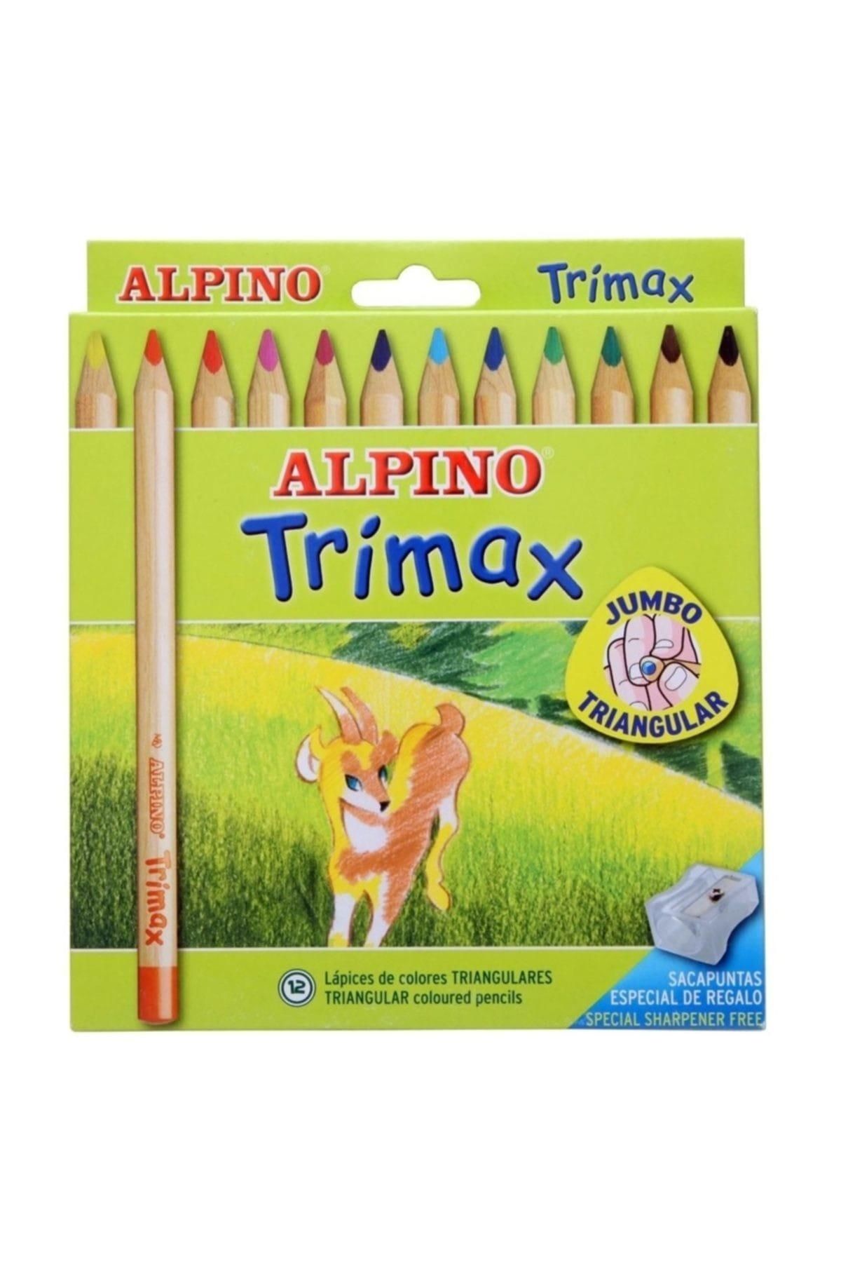Alpino Trimax Üçgen Şekilli Jumbo Kuru Boya 12 Renk