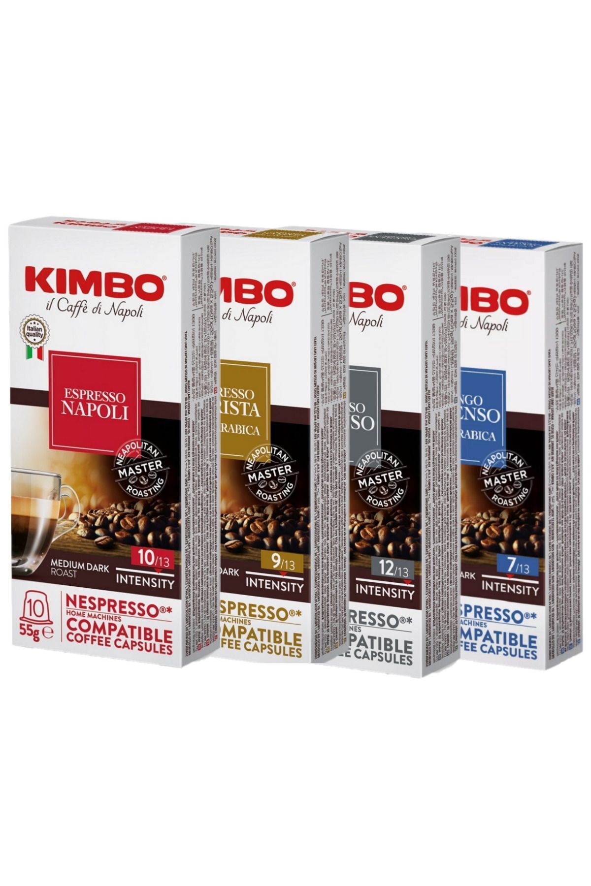 Kimbo Napoli + Intenso + Barista + Lungo Nespresso Uyumlu Kapsül Kahve (10’lu Kutuda)