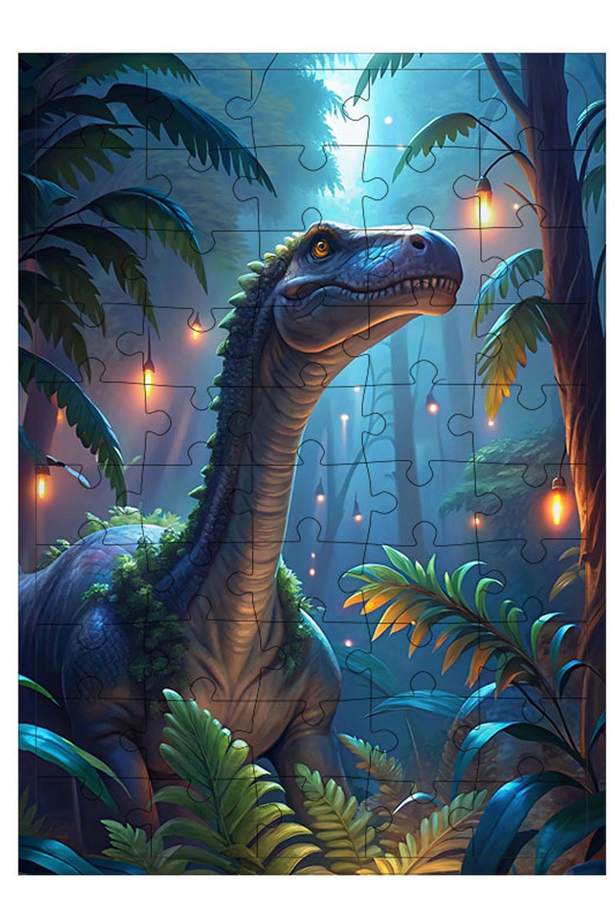 Tablomega Ahşap Mdf Puzzle Yapboz Sevimli Dinozor Ormanda 50 Parça 35*50 cm
