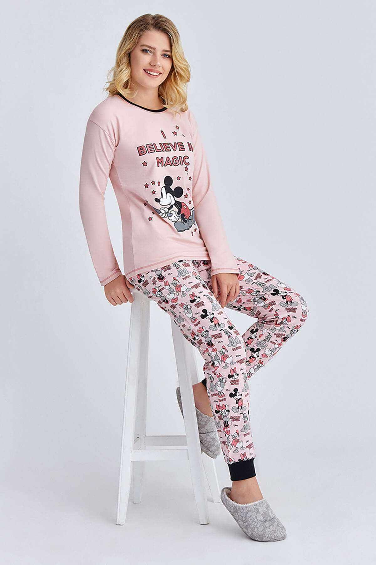 MINNIE Lisanslı Kadın Pijama Takımı Pudra