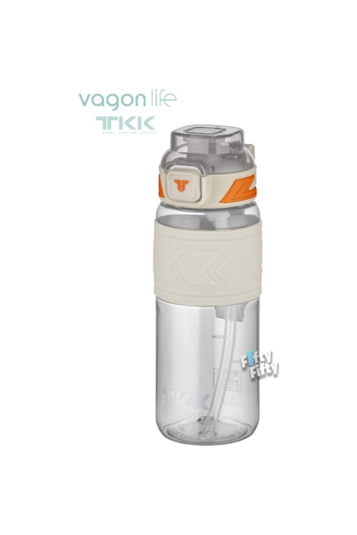 Vagonlife Tkk Pipetli Tritan Matara T-1019 600 Ml Beyaz