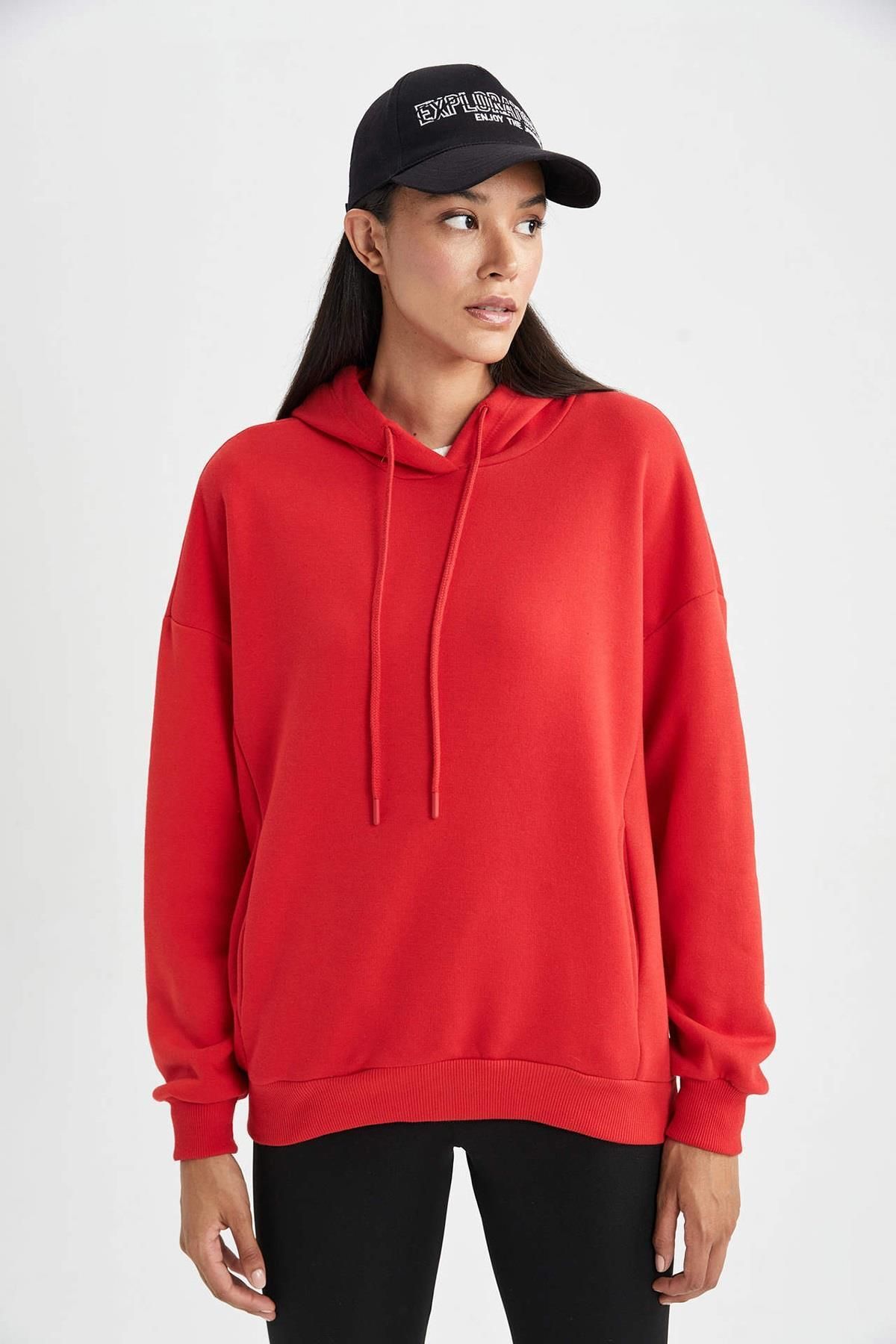 Defacto Kadın Red Sweatshirt A4445ax
