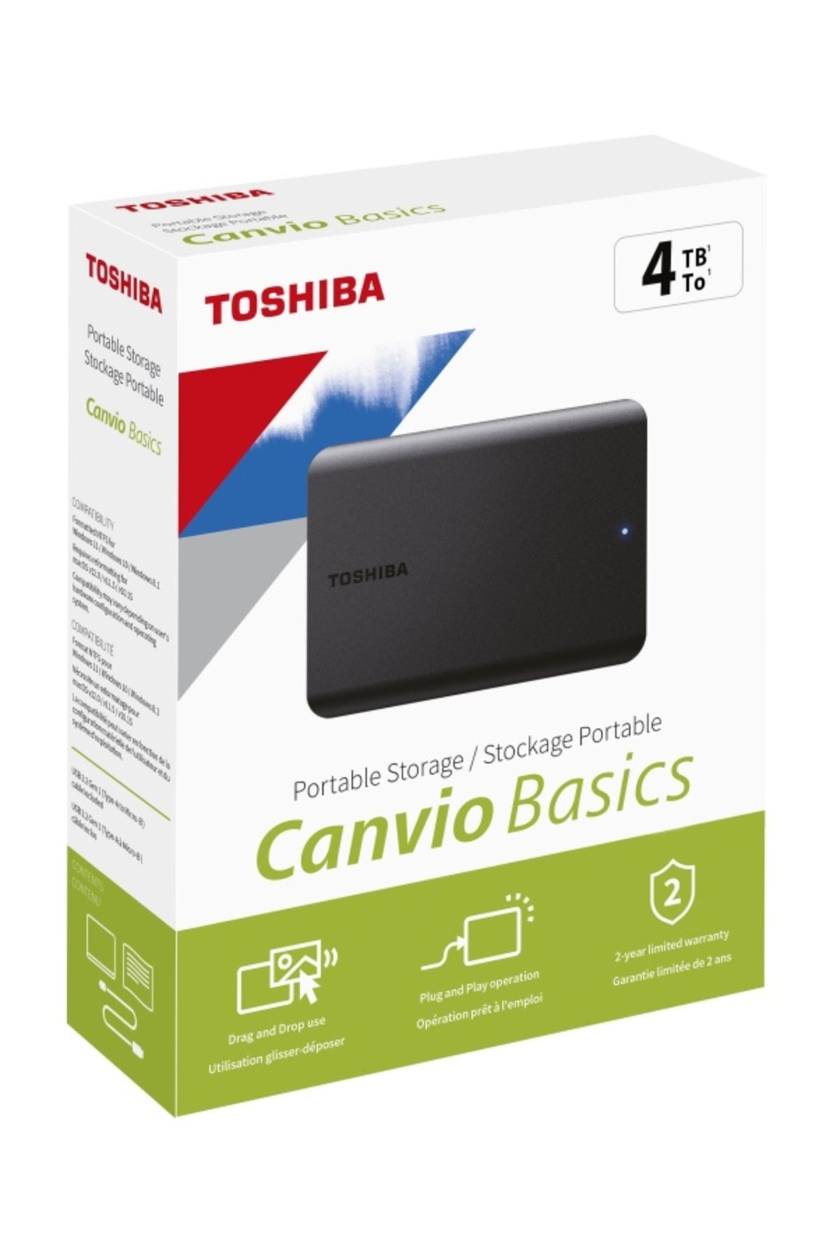 Toshiba 4tb Canvio Basic 2.5" Gen1 Siyah Hdtb540ek3ca Harici Harddisk -yeni-
